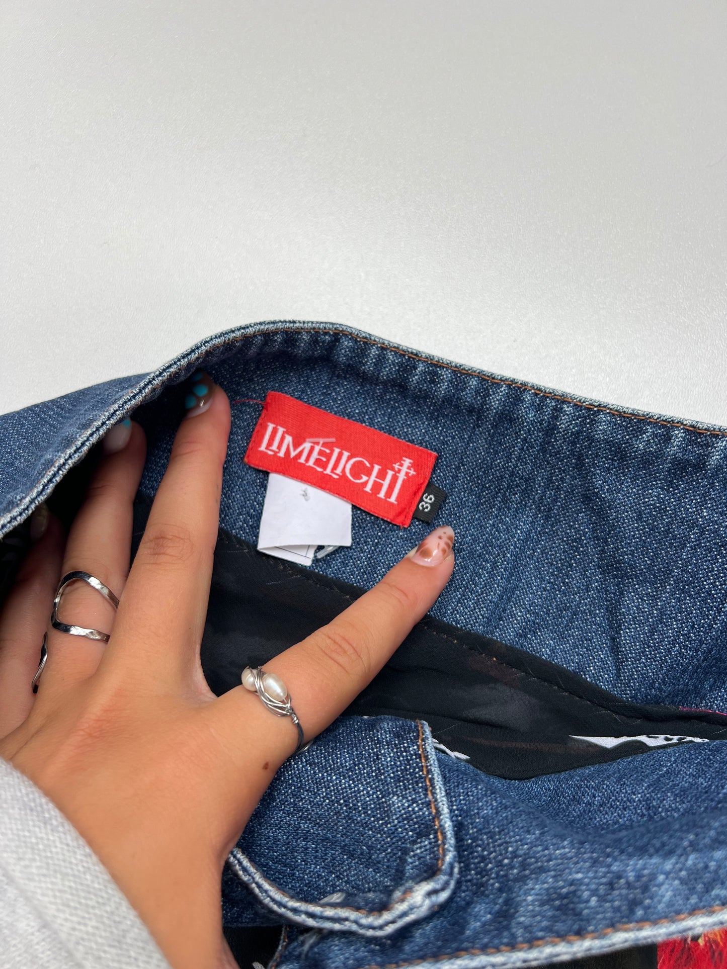 00s denim mesh midi skirt- size S