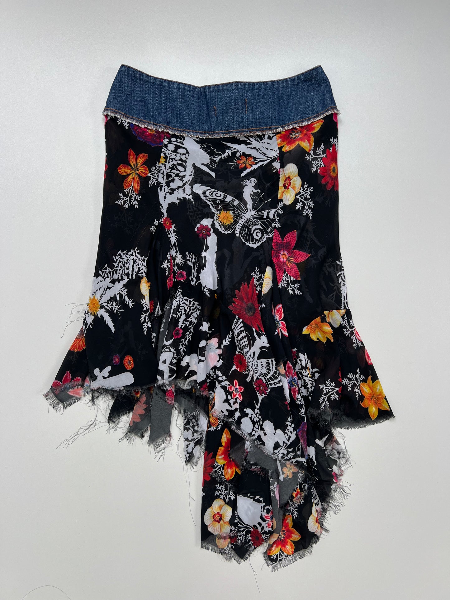 00s denim mesh midi skirt- size S