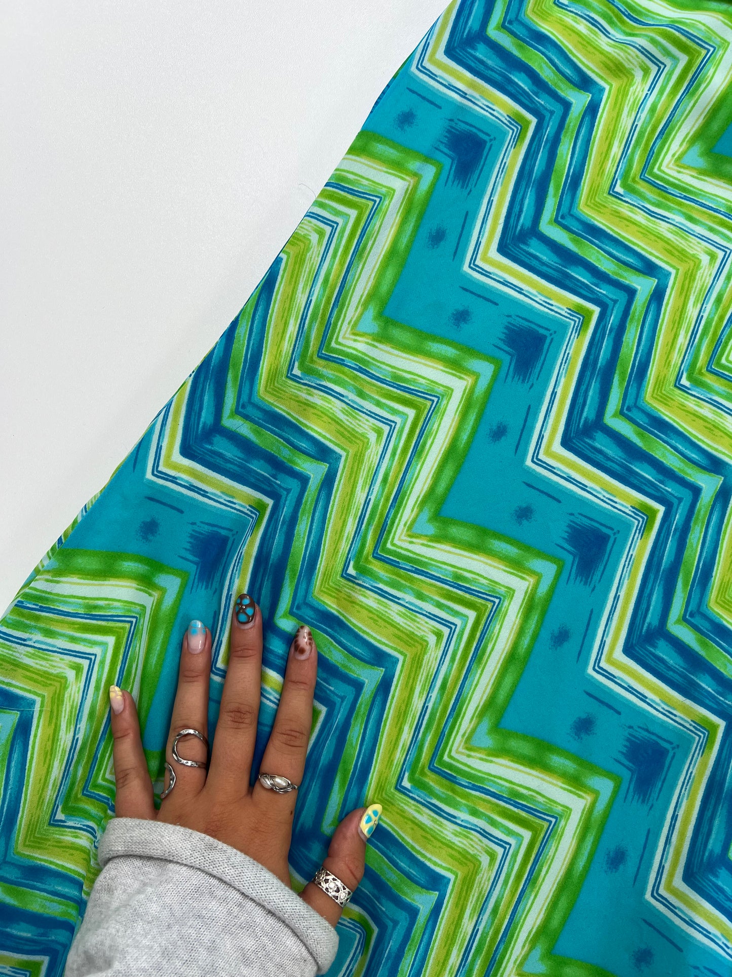 00s green blue mesh midi skirt- size XS