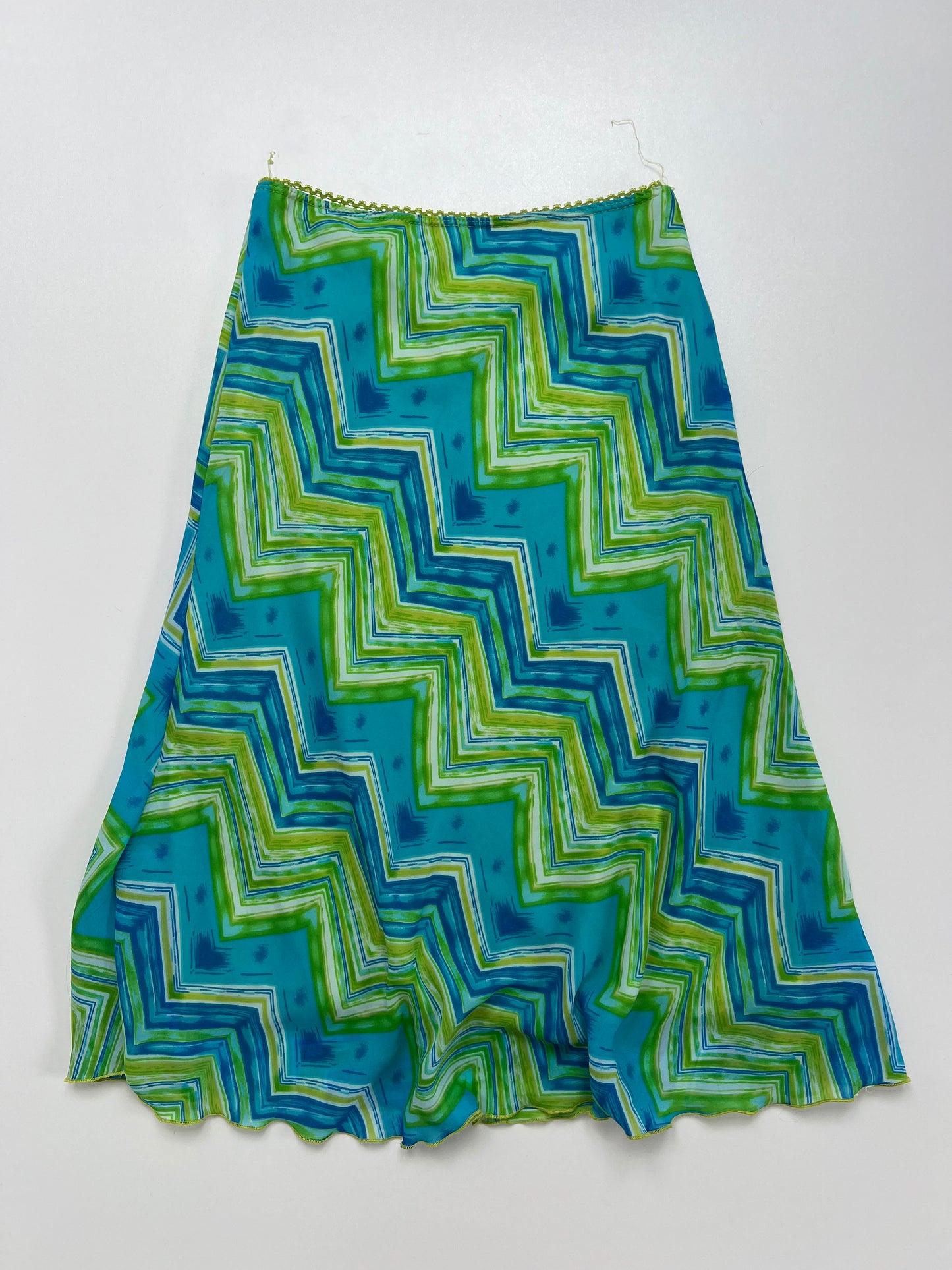 00s green blue mesh midi skirt- size XS