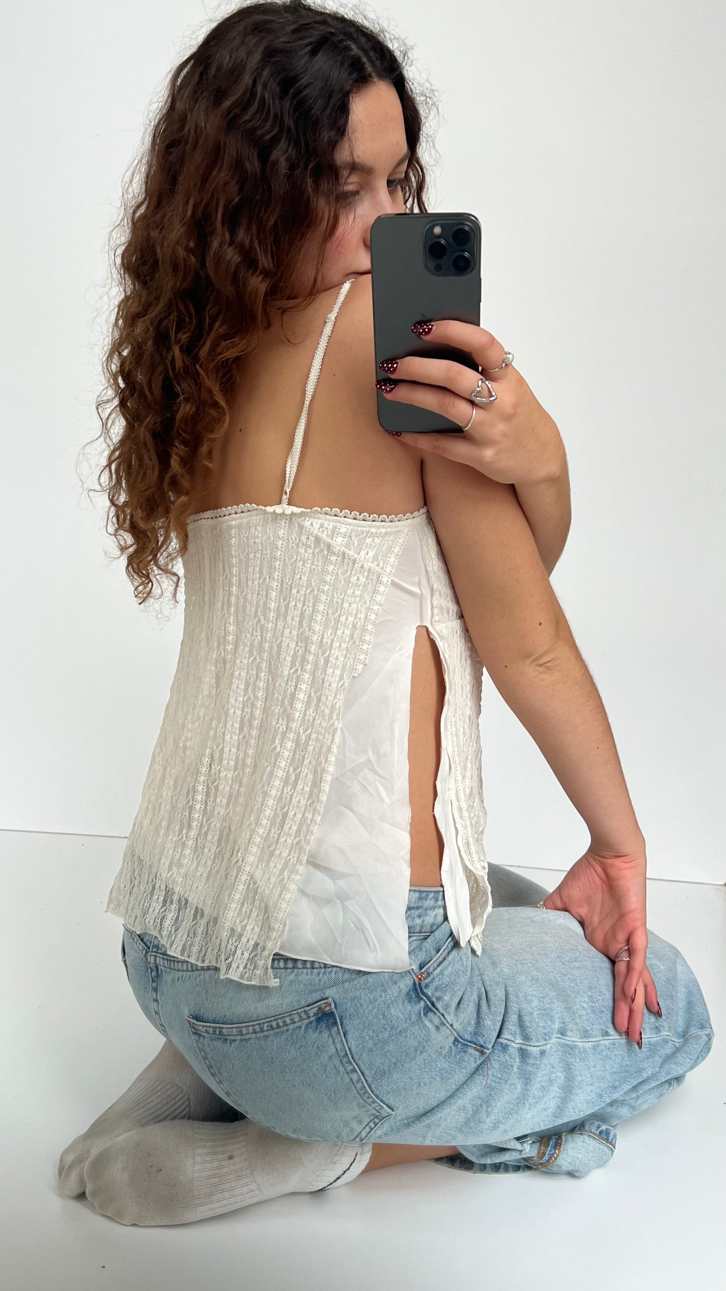 00s white lace cami- size M