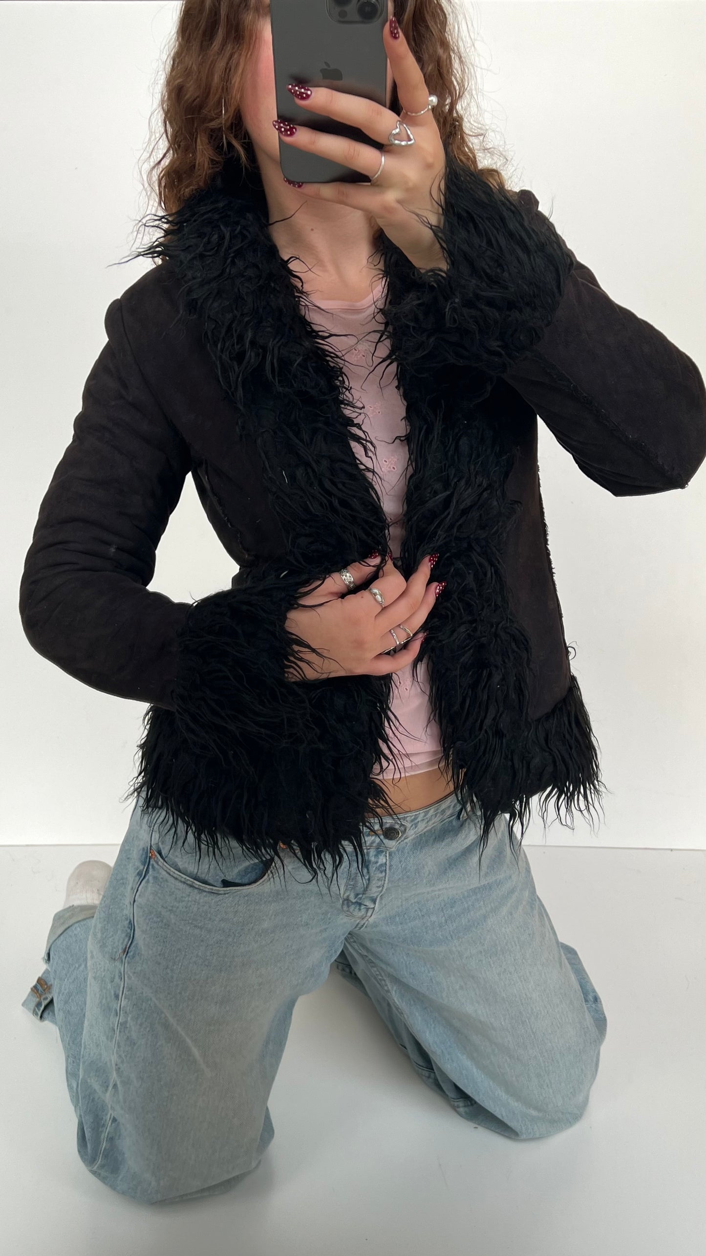 00s black afghan coat- size M