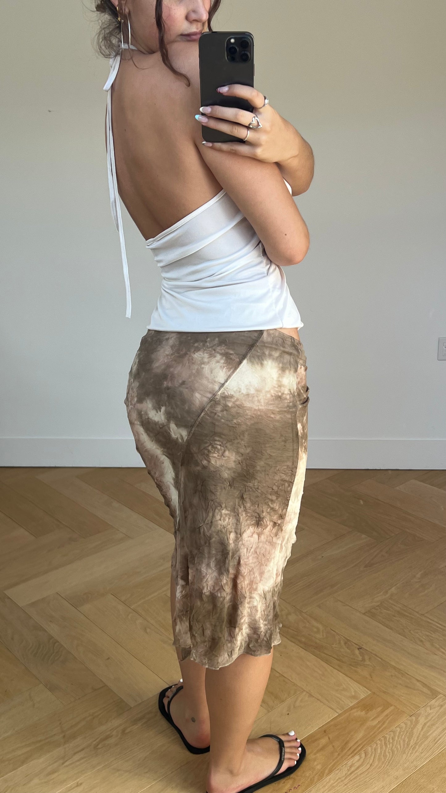 00s brown mesh midi skirt- size M