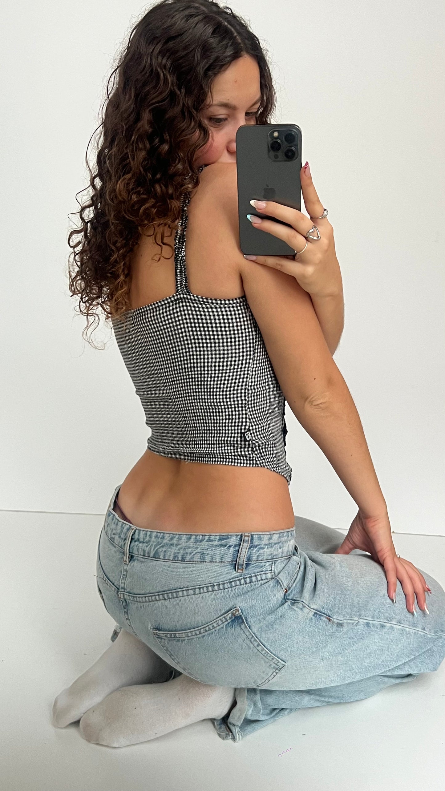 00s black gingham cami- size XS/S