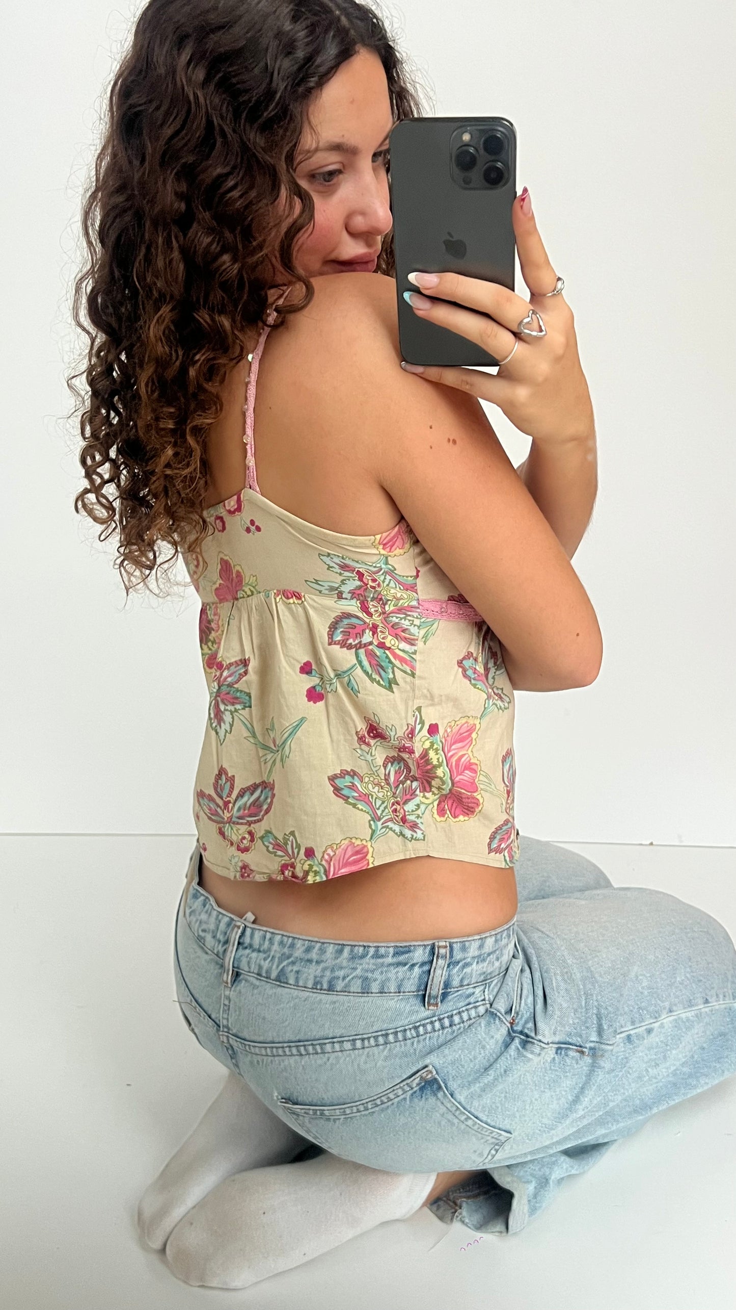 00s pink floral cami- size S