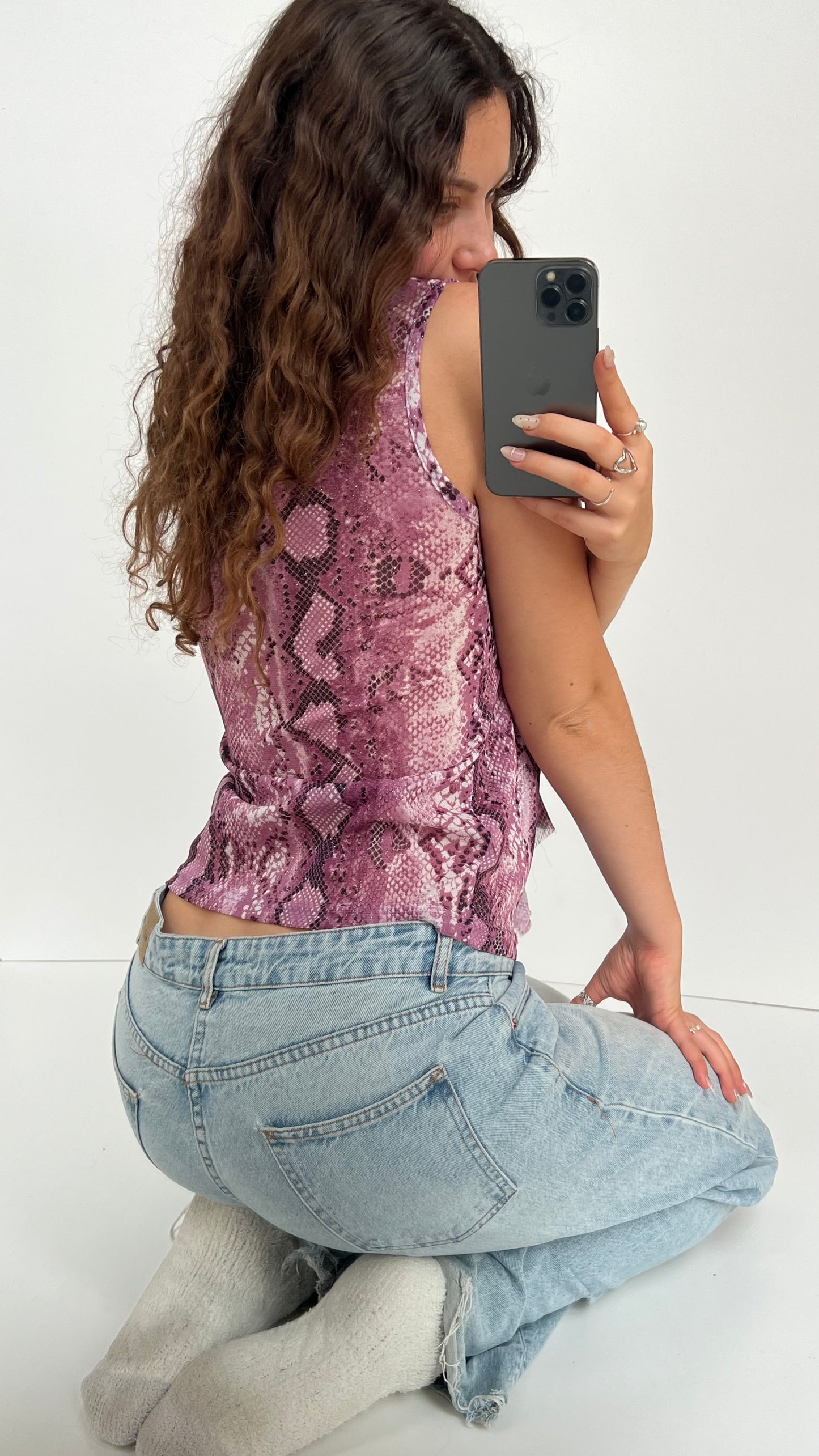 00s purple snakeskin cami- size L