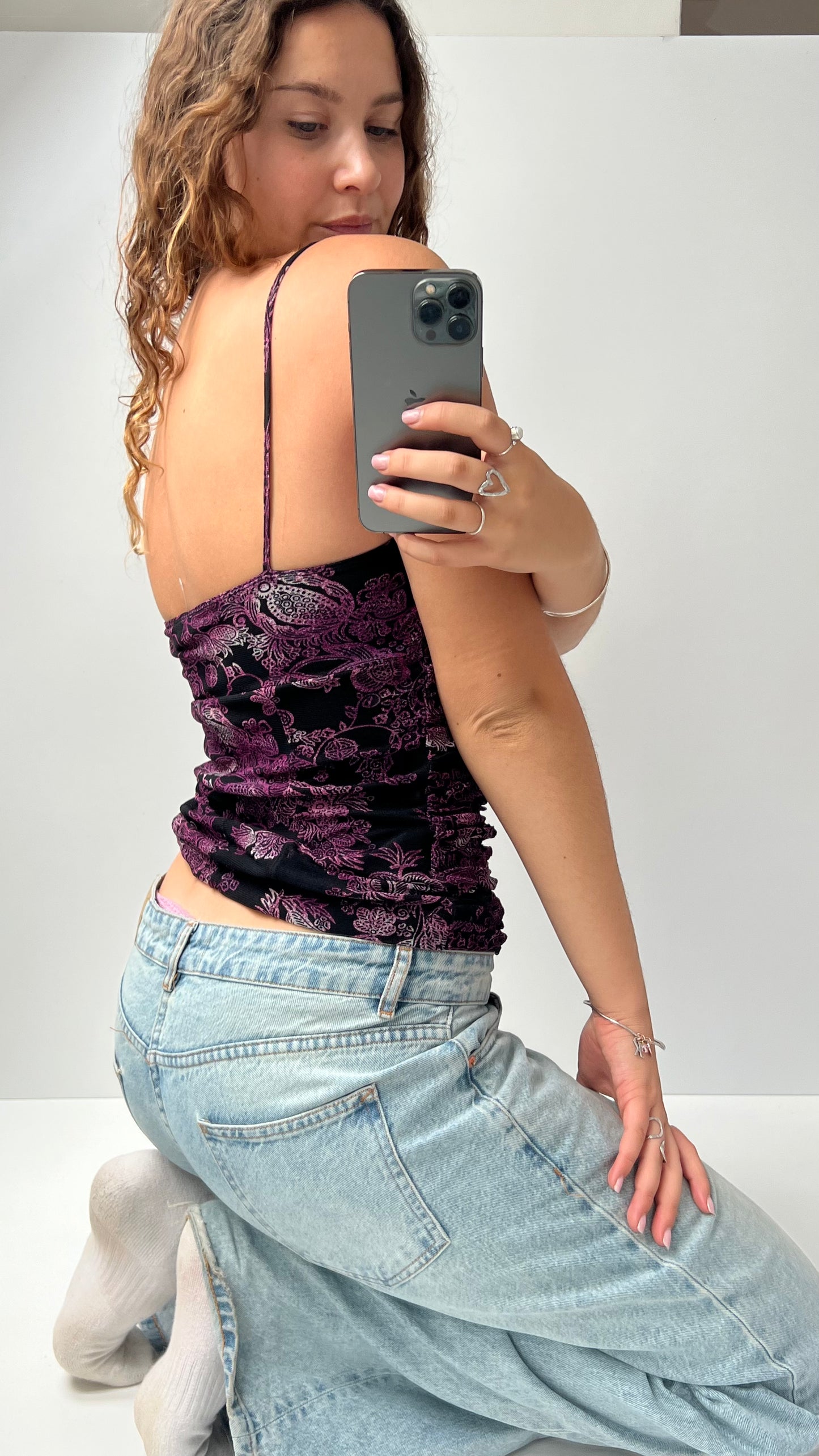 00s purple black mesh cami- size M