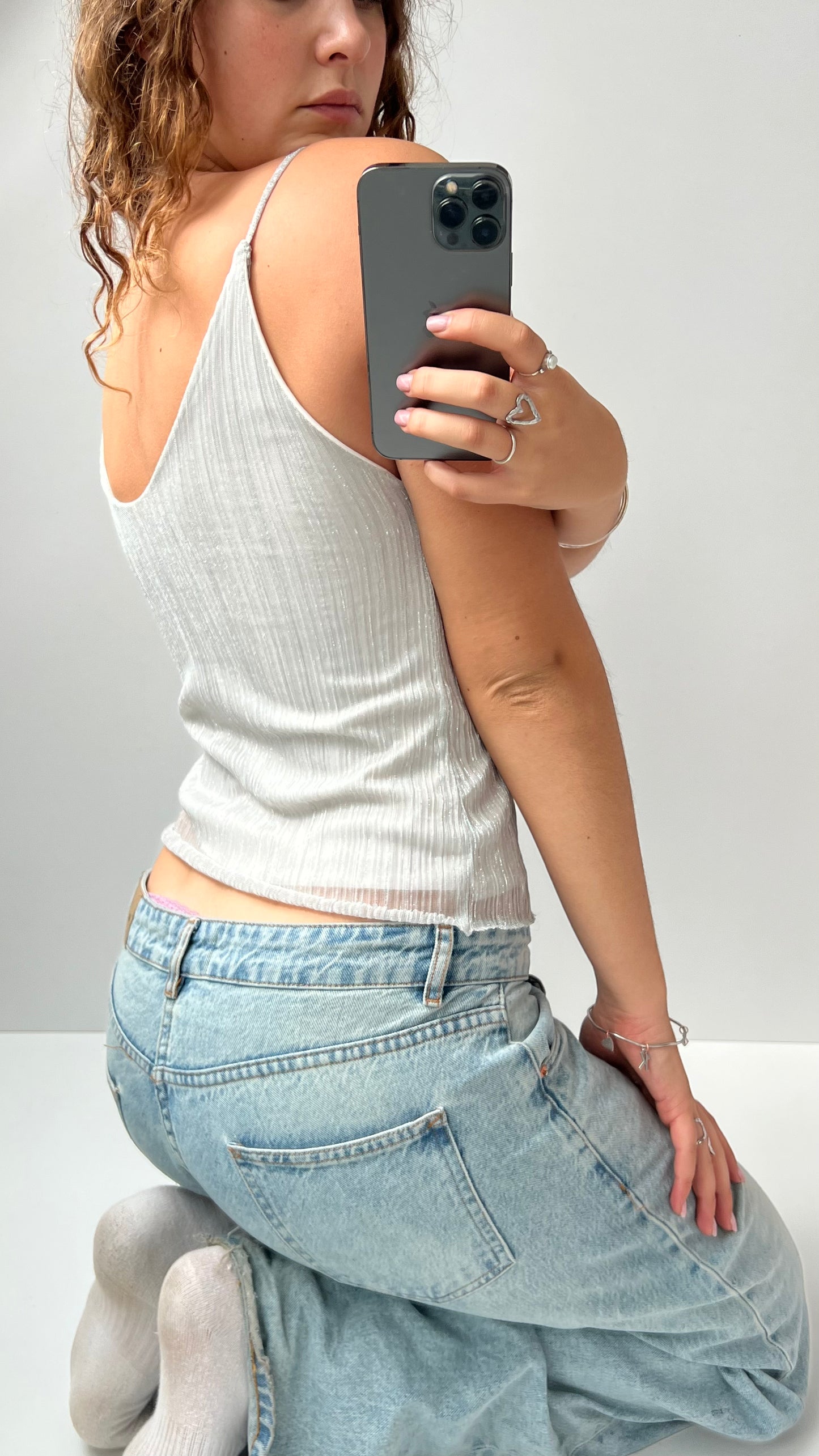 00s silver mesh cami- size S