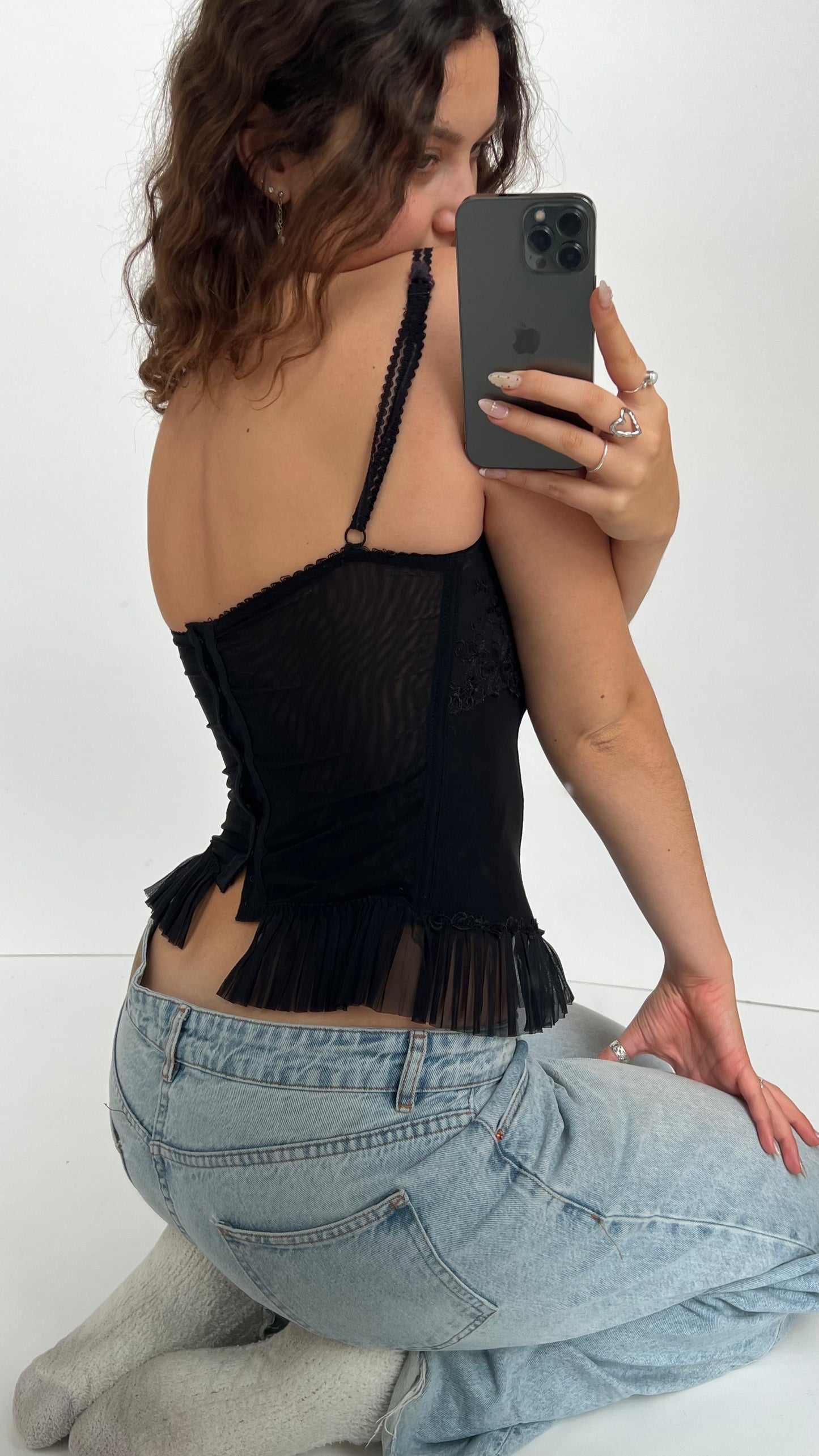 00s black corset cami- size M