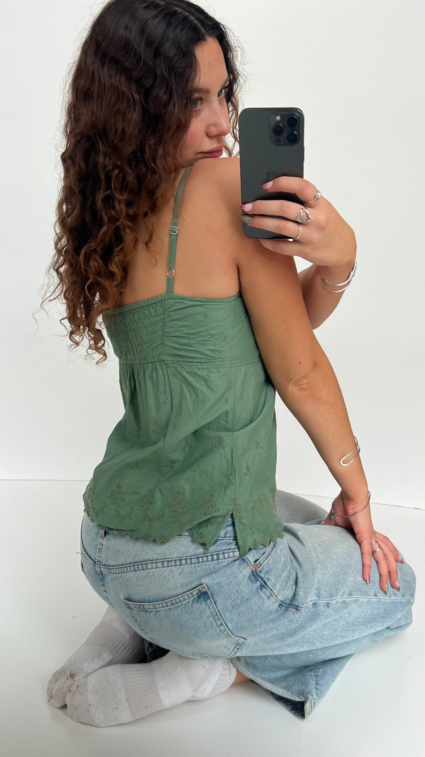 00s green sequin cami- size M