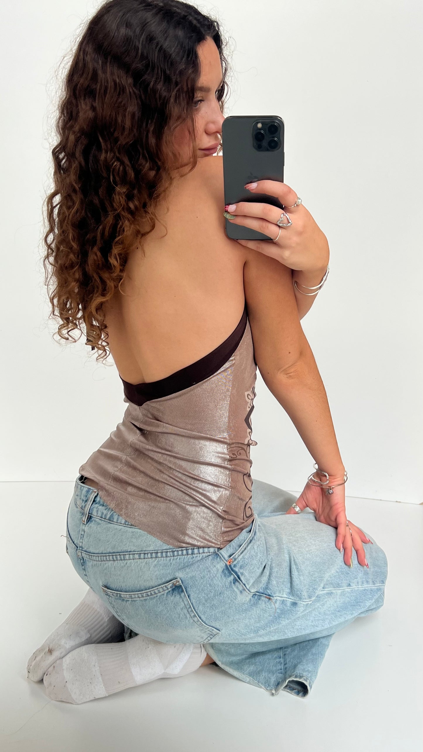 00s gold brown halter cami- size S