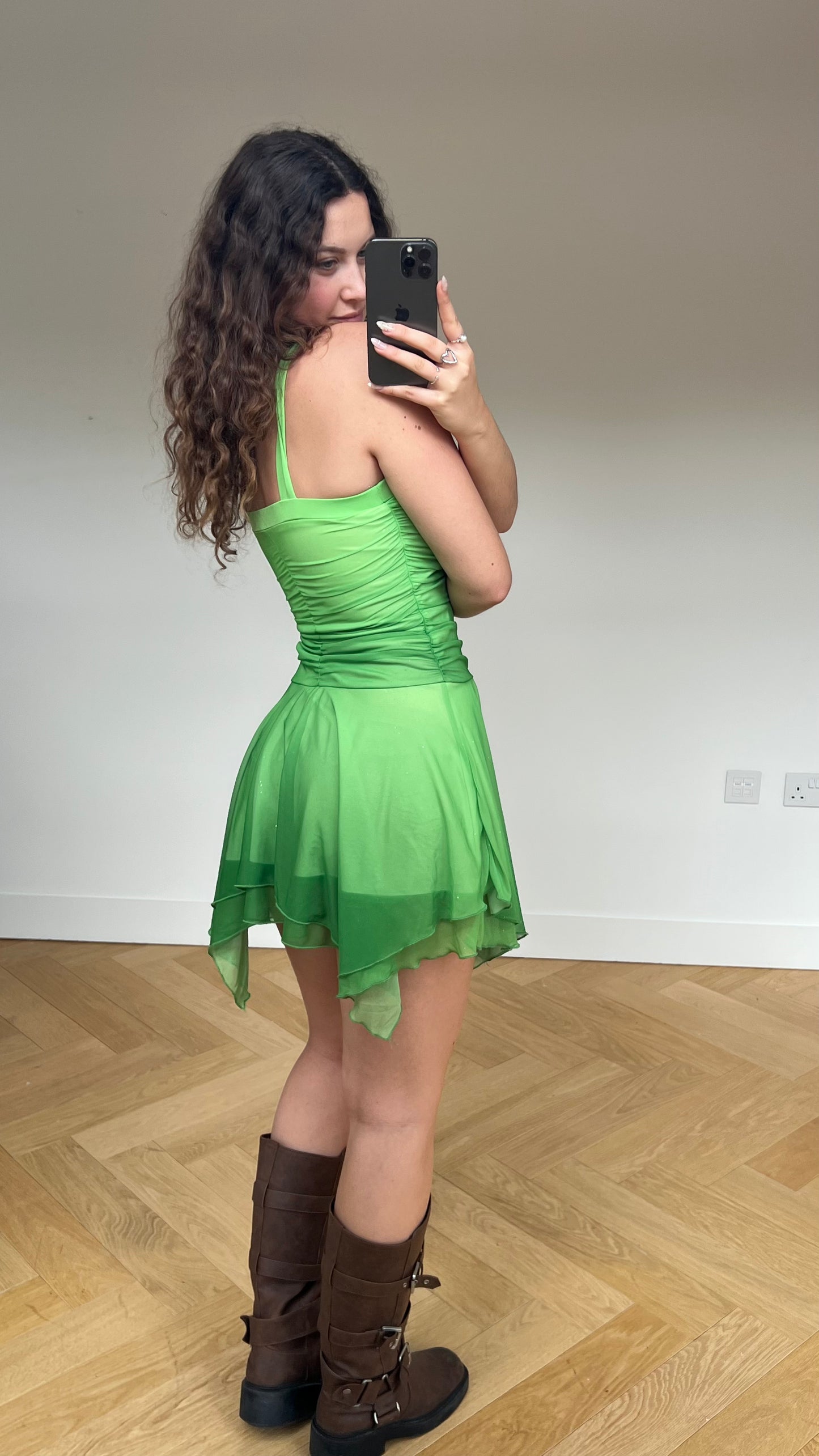 00s green mesh fairy dress- size XS