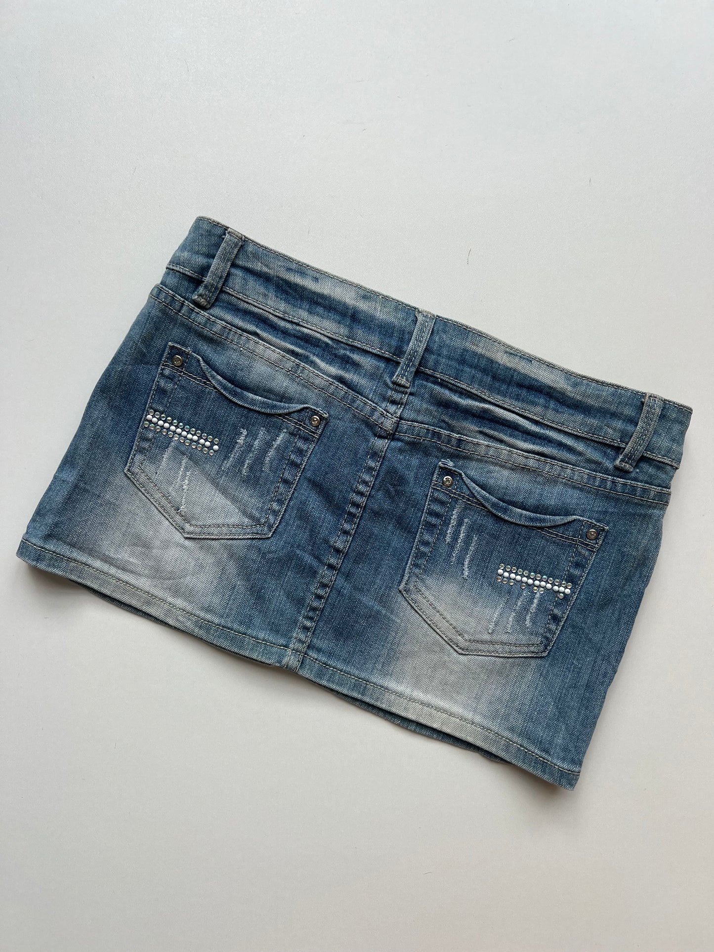 00s denim diamanté mini skirt- size S