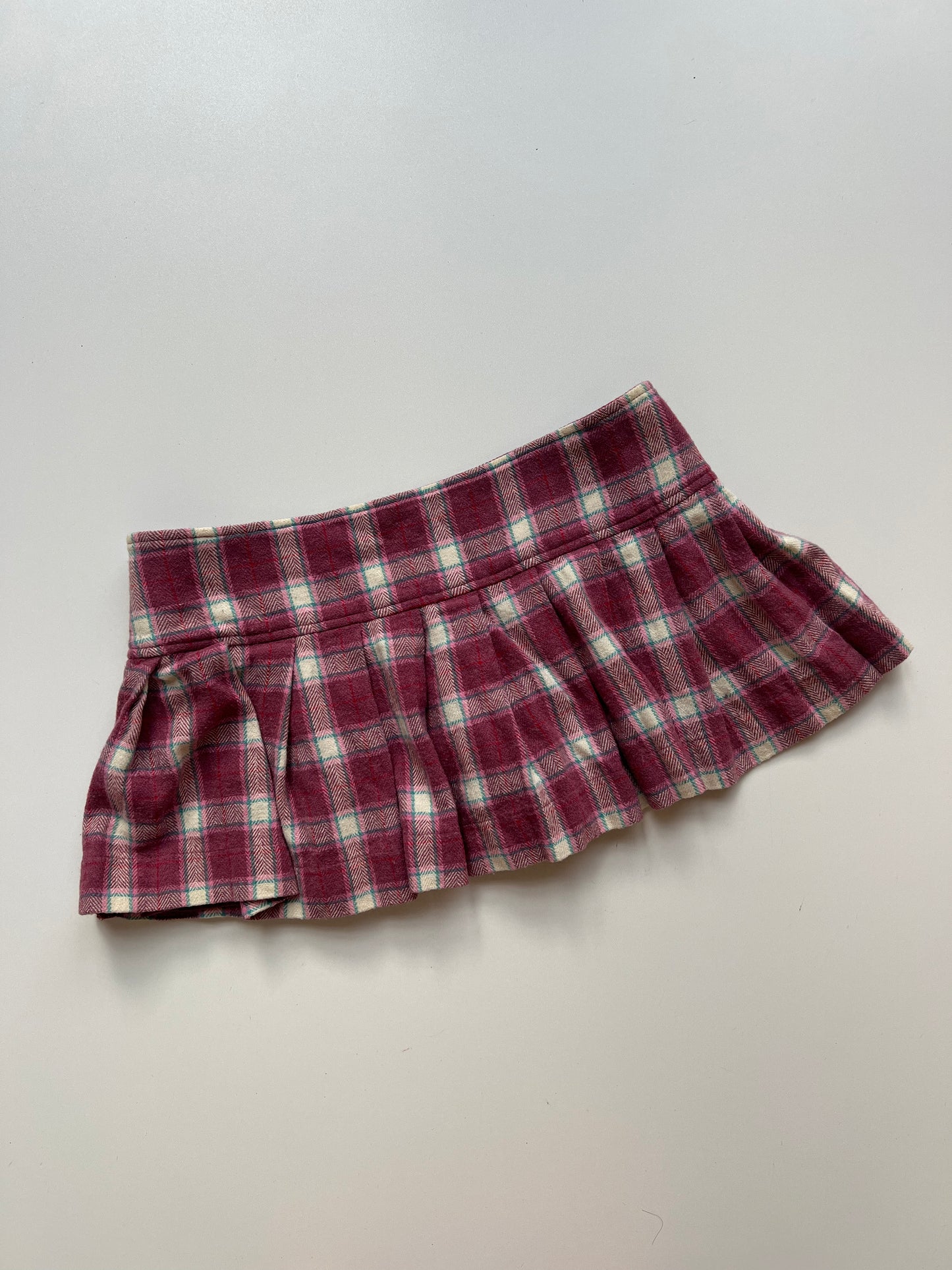 00s pink plaid micro mini skirt- size S
