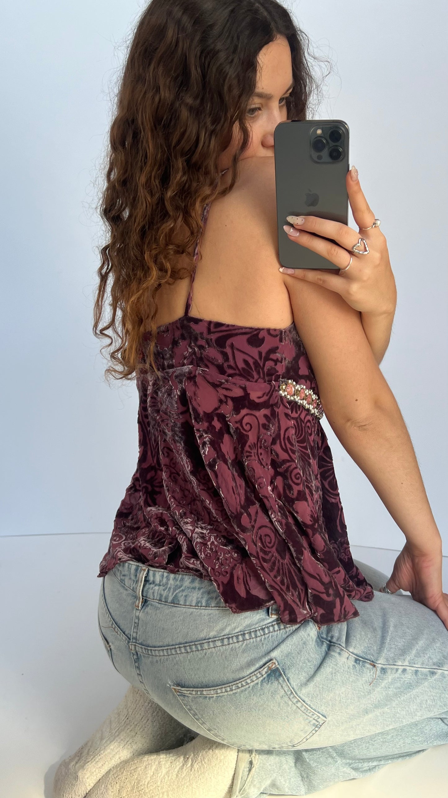 00s purple velvet cami- size L