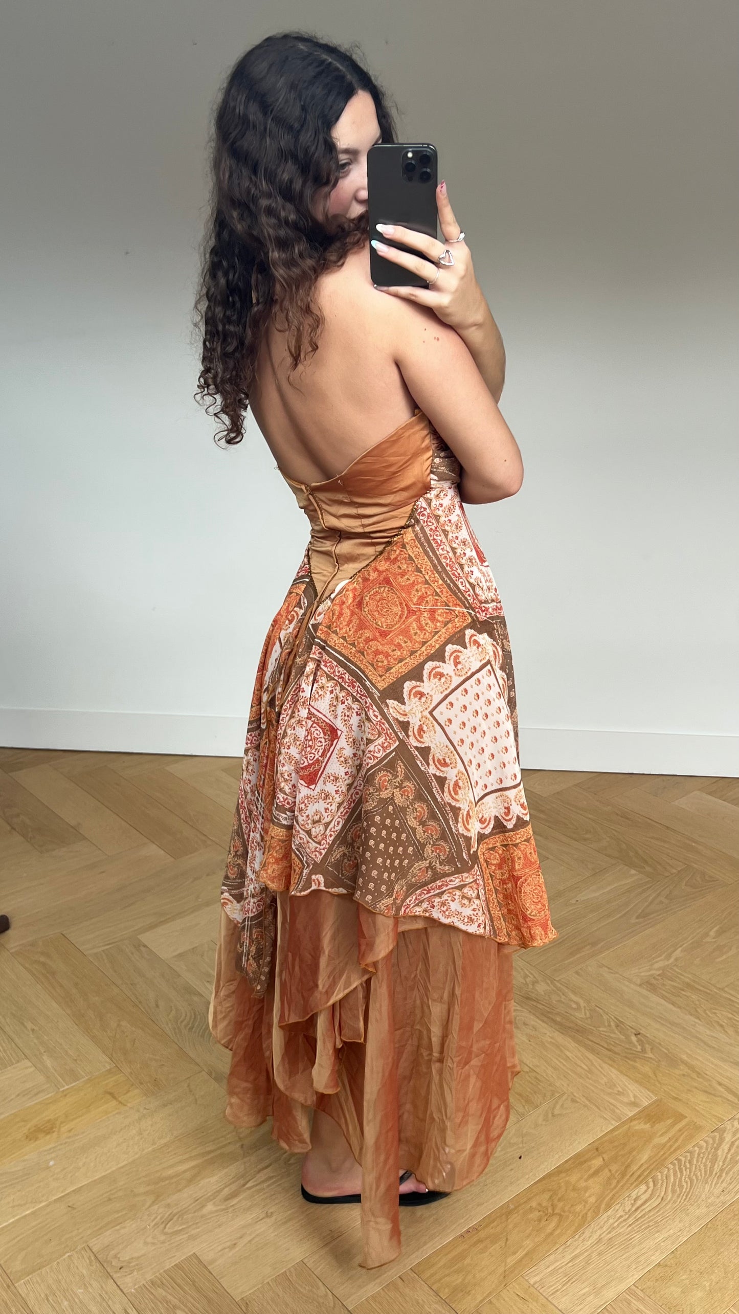 00s orange mesh fairy maxi dress- size S