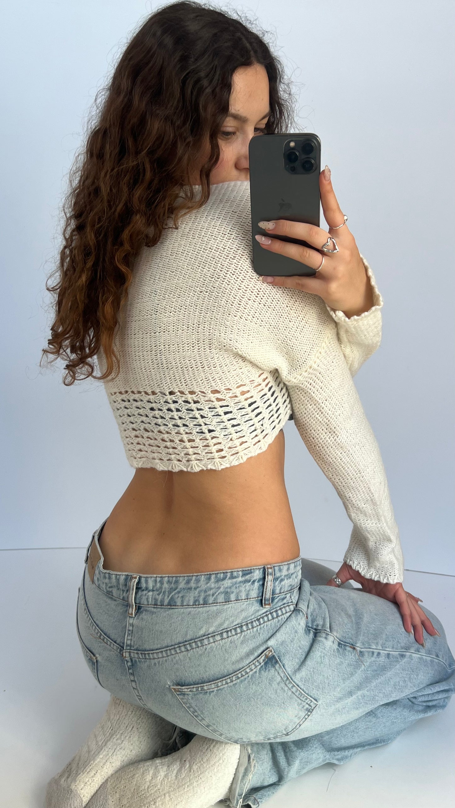 00s cream crochet cardigan- size S