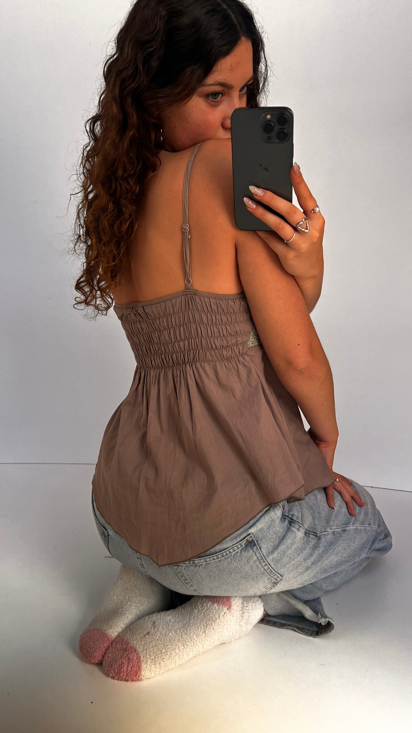 00s brown crochet cami- size M