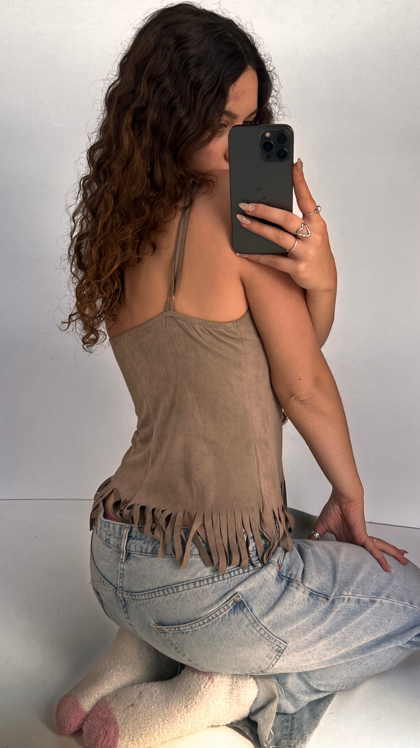 00s brown suede cami- size S