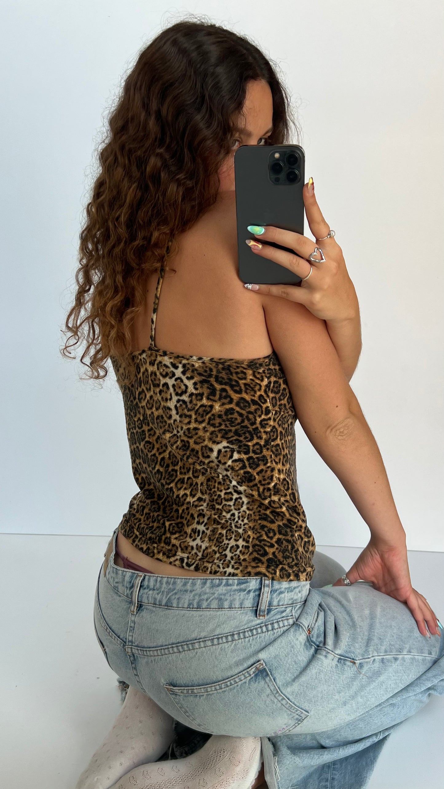 00s velvet leopard print cami- size L