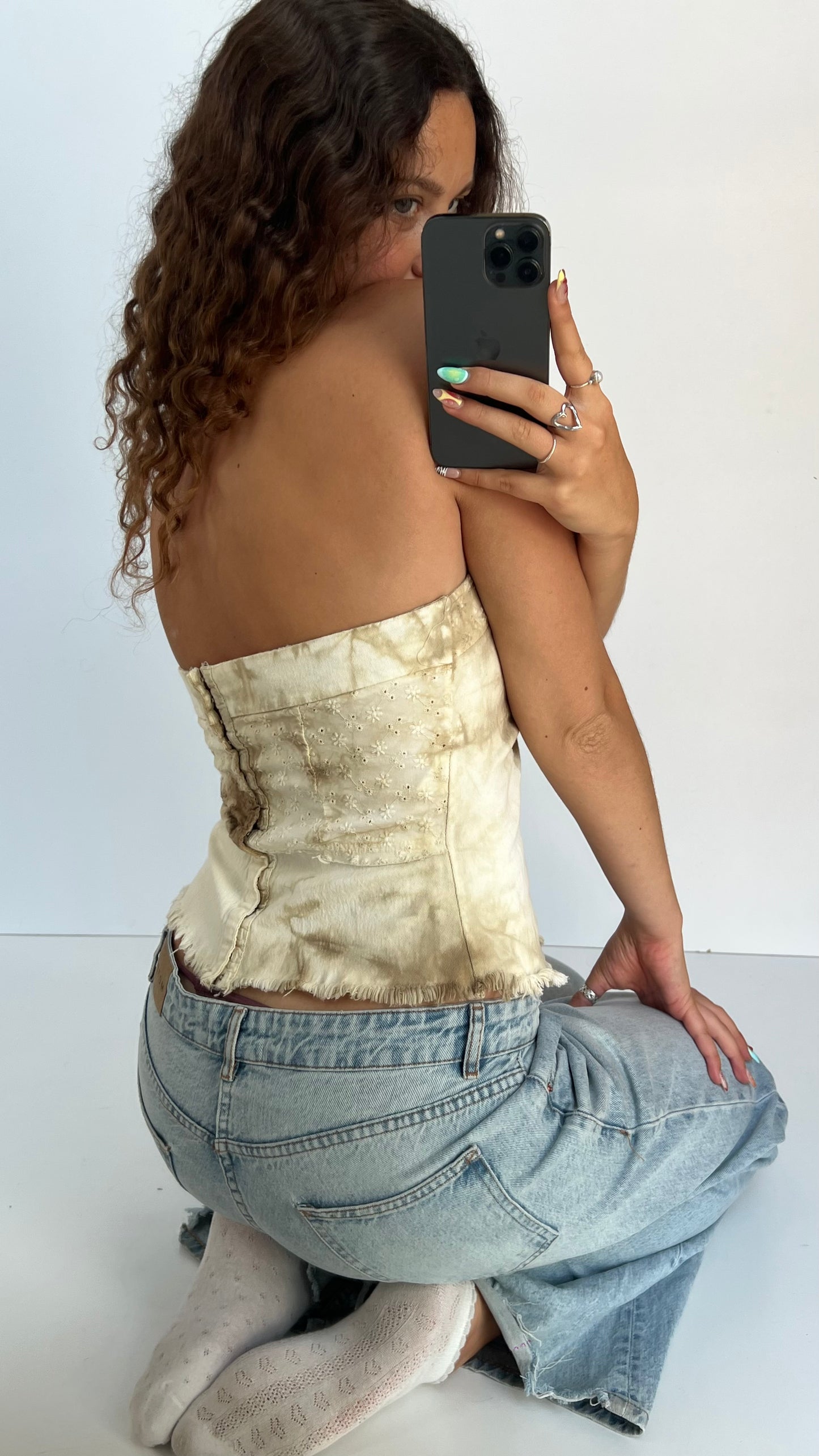 00s strapless beige cami- size M
