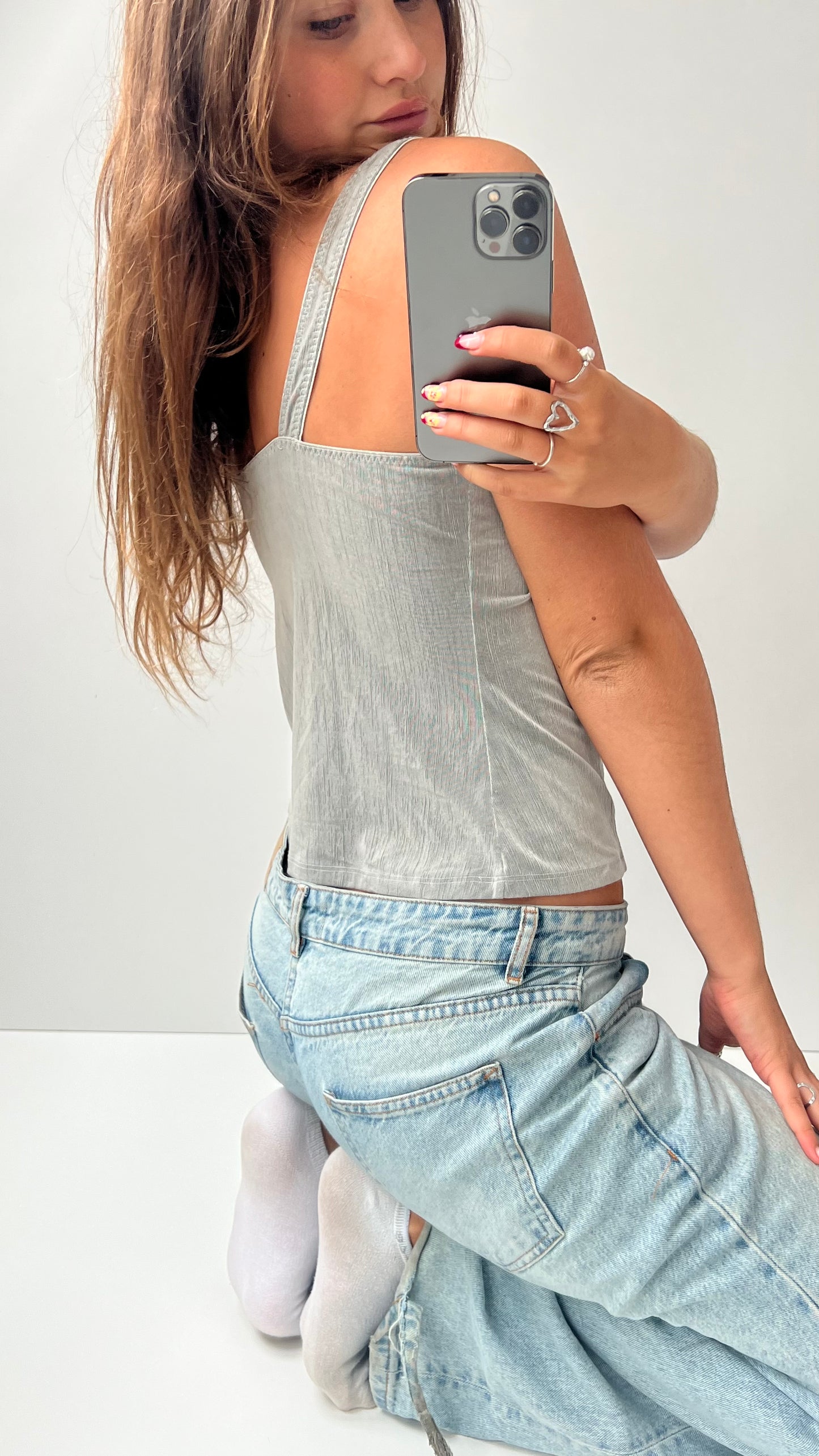 00s grey lace corset cami- size M