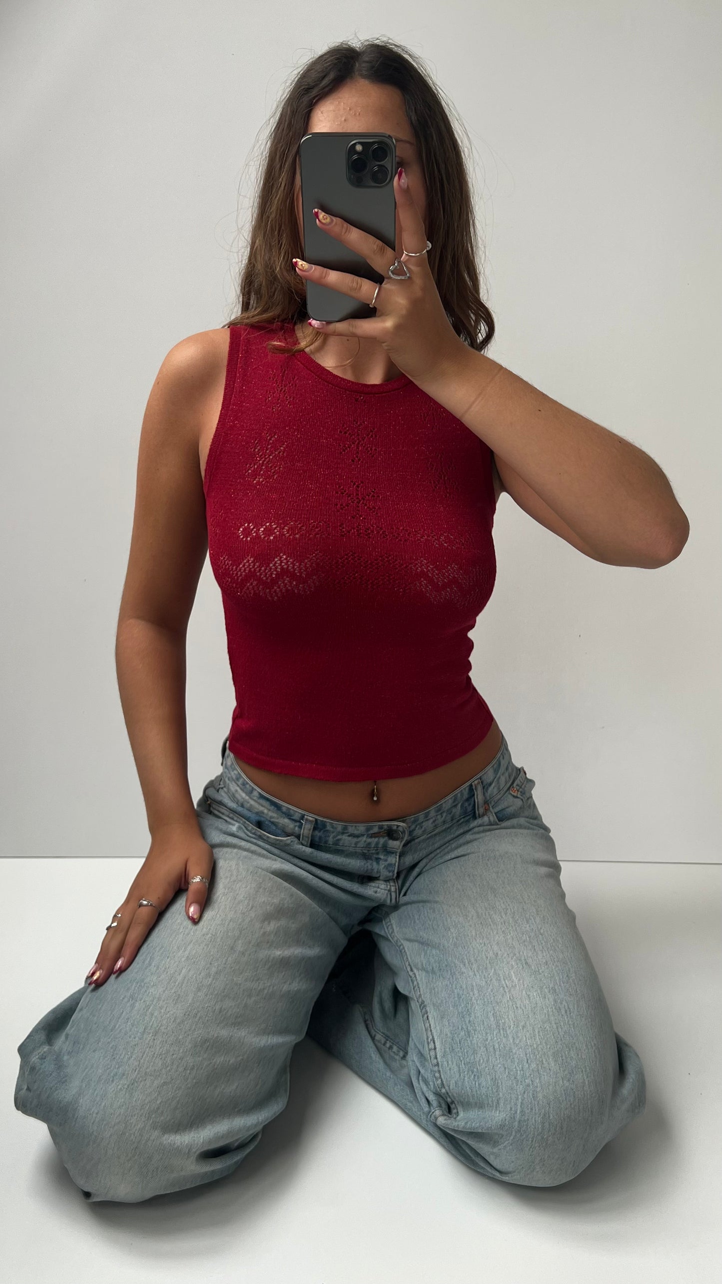 00s Morgan De Toi red knit vest- size S