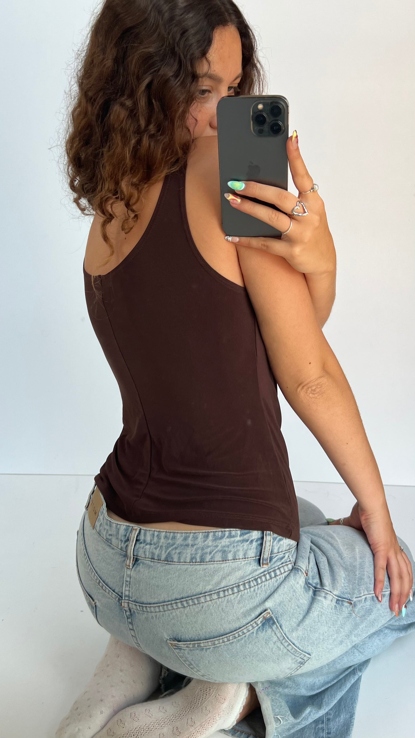 00s brown cowl neck cami- size S