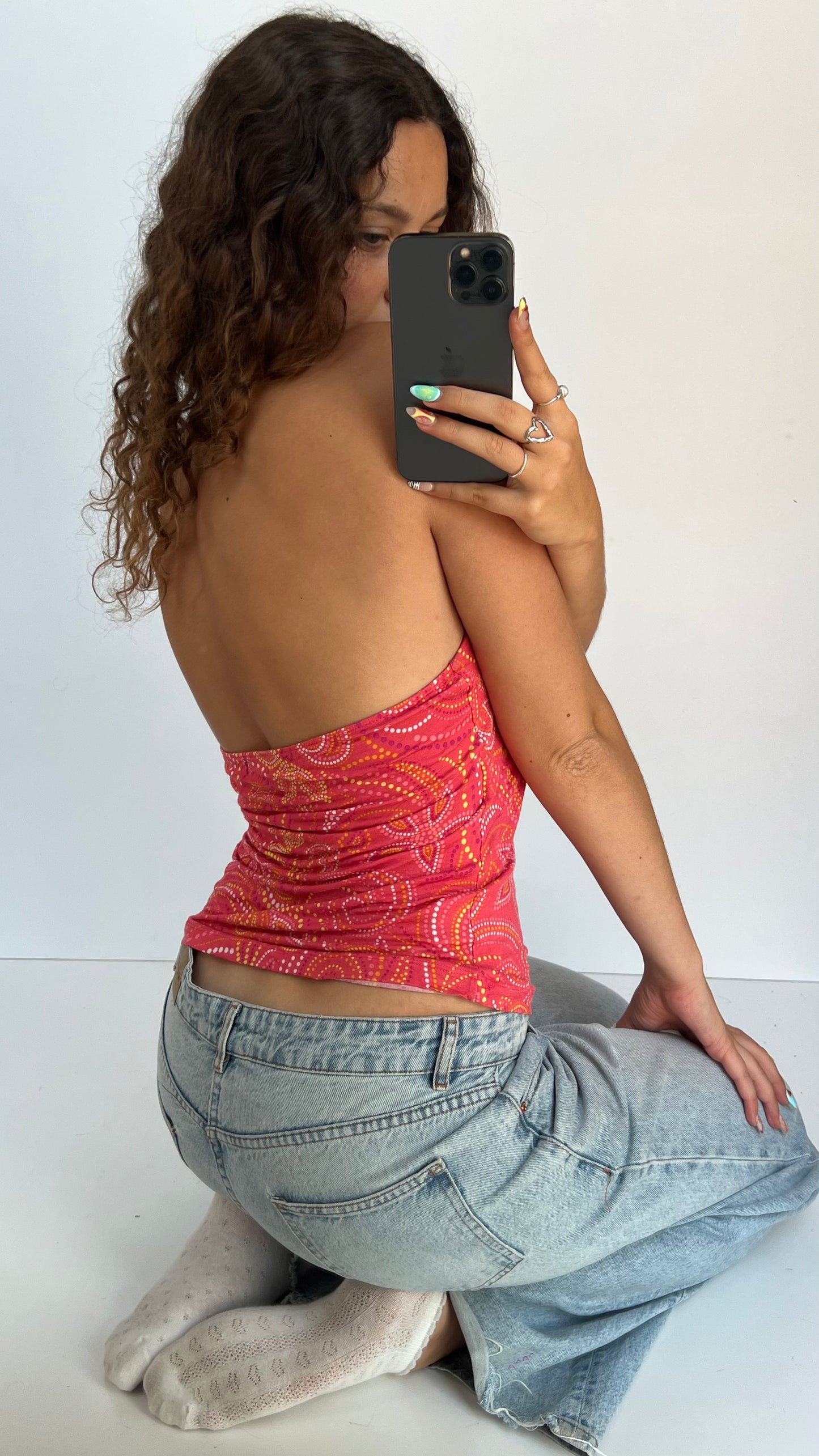 00s pink patterned cami- size L