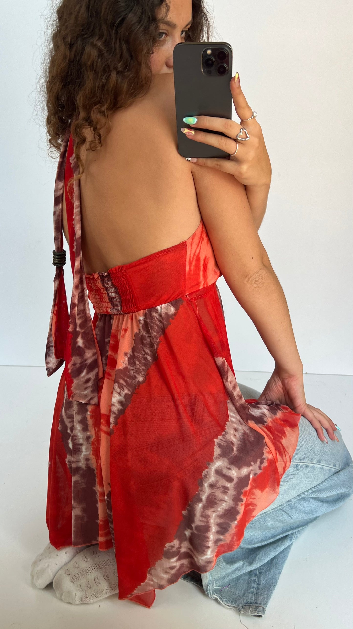 00s red mesh babydoll cami- size M/L