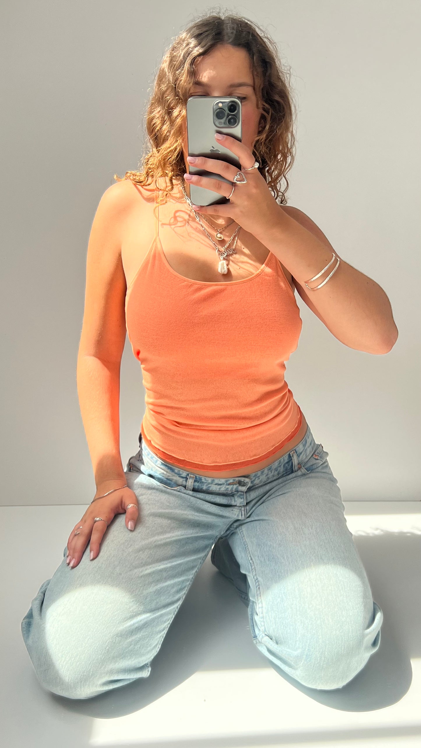 00s orange mesh cami- size M