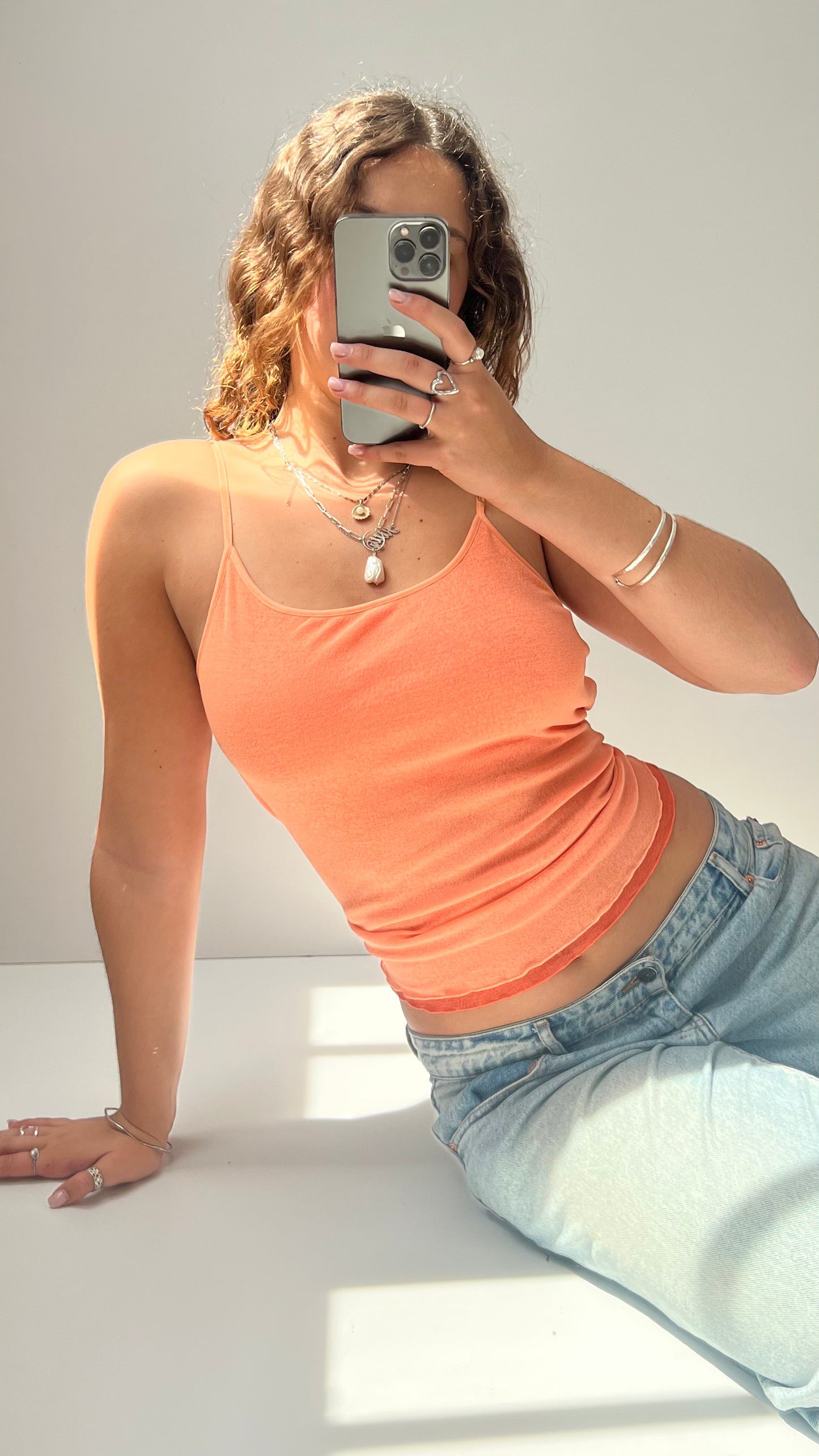 00s orange mesh cami- size M