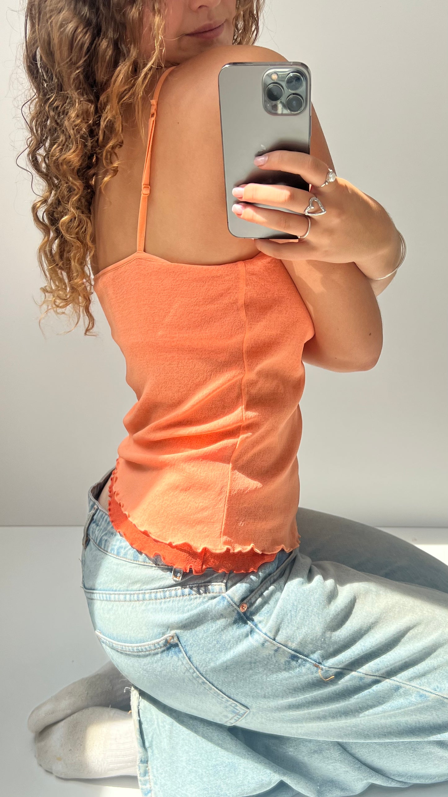 00s orange mesh cami- size M