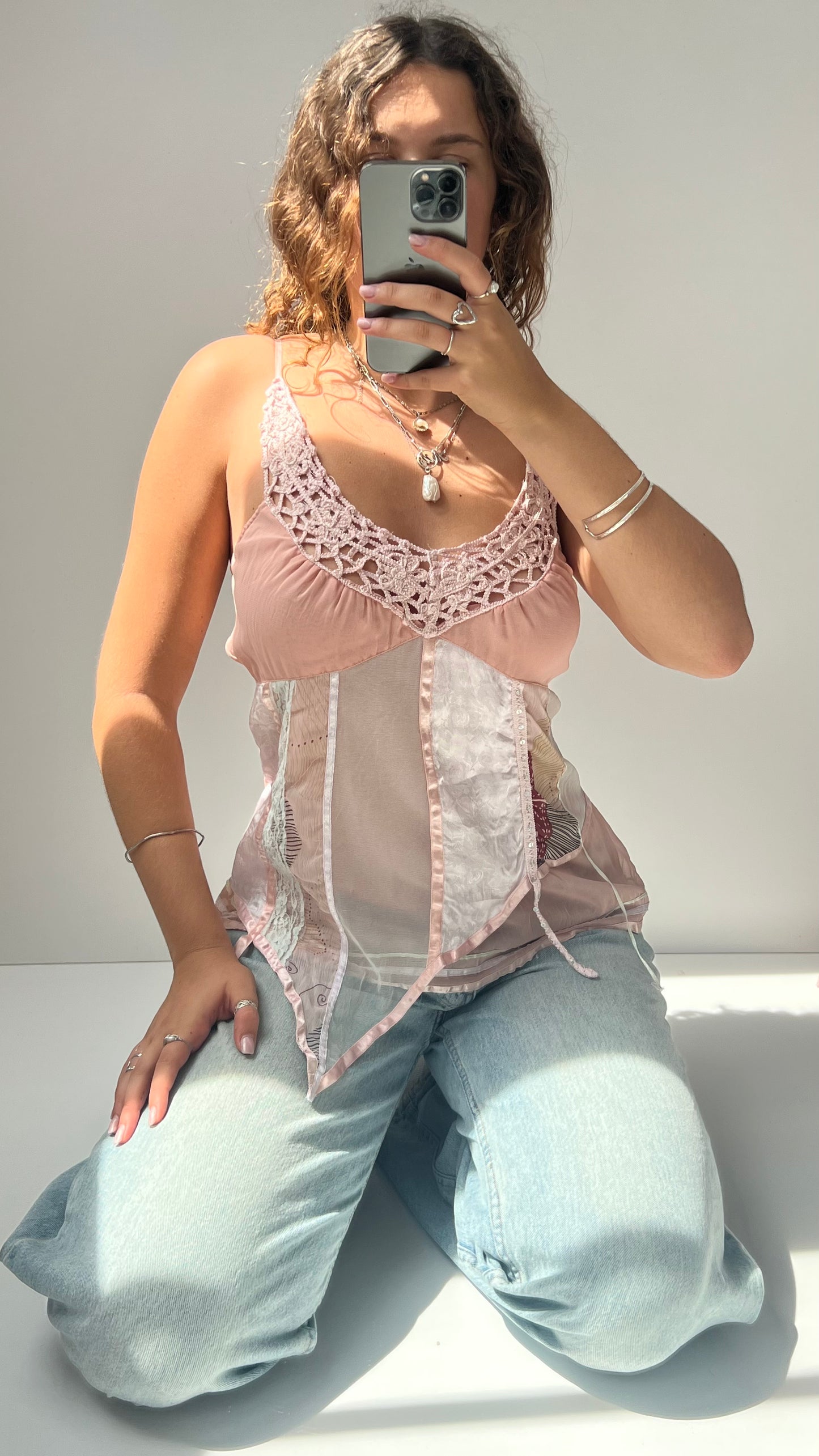 00s pink patchwork fairy cami- size M