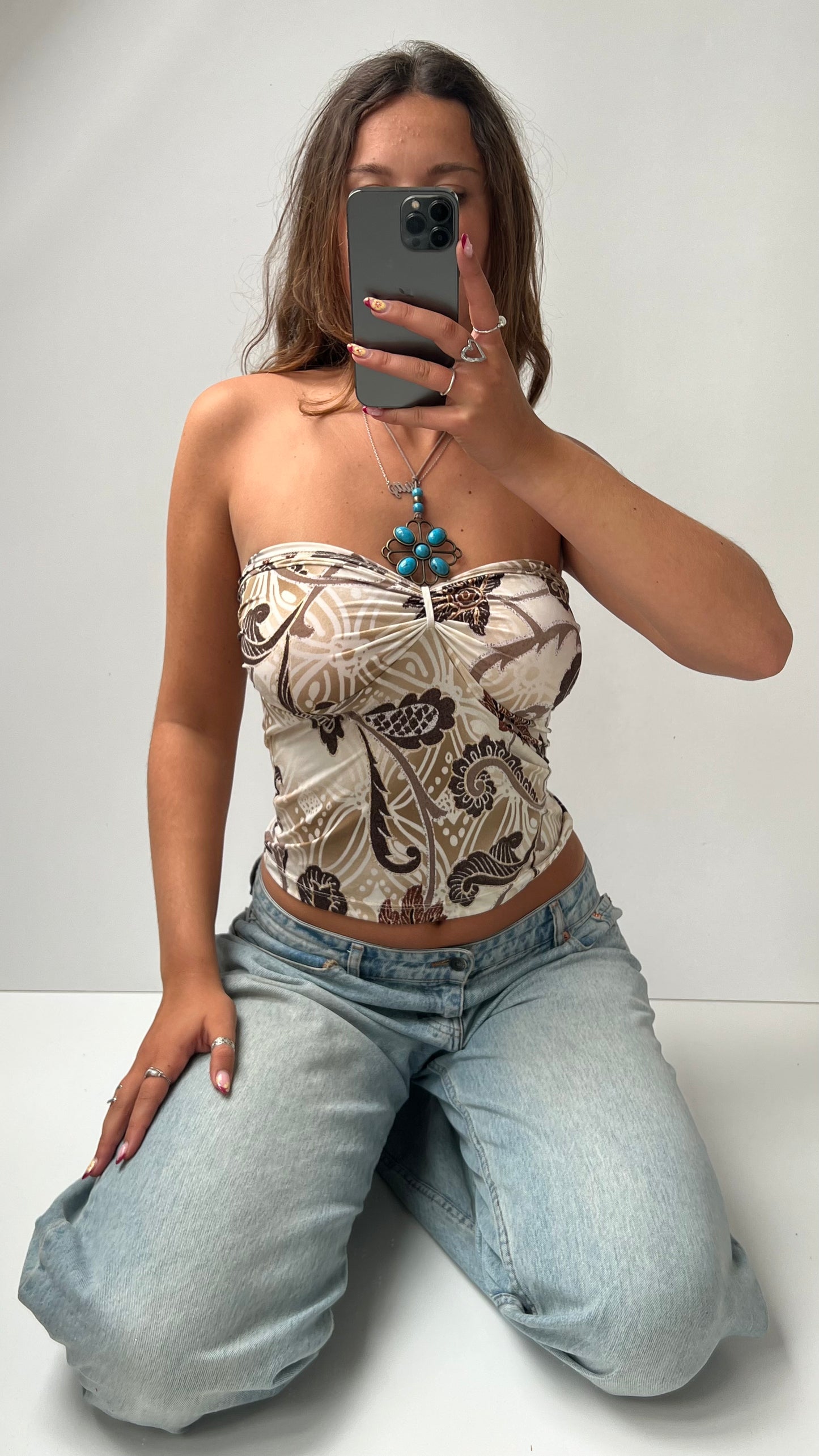 00s brown boho halter cami- size M
