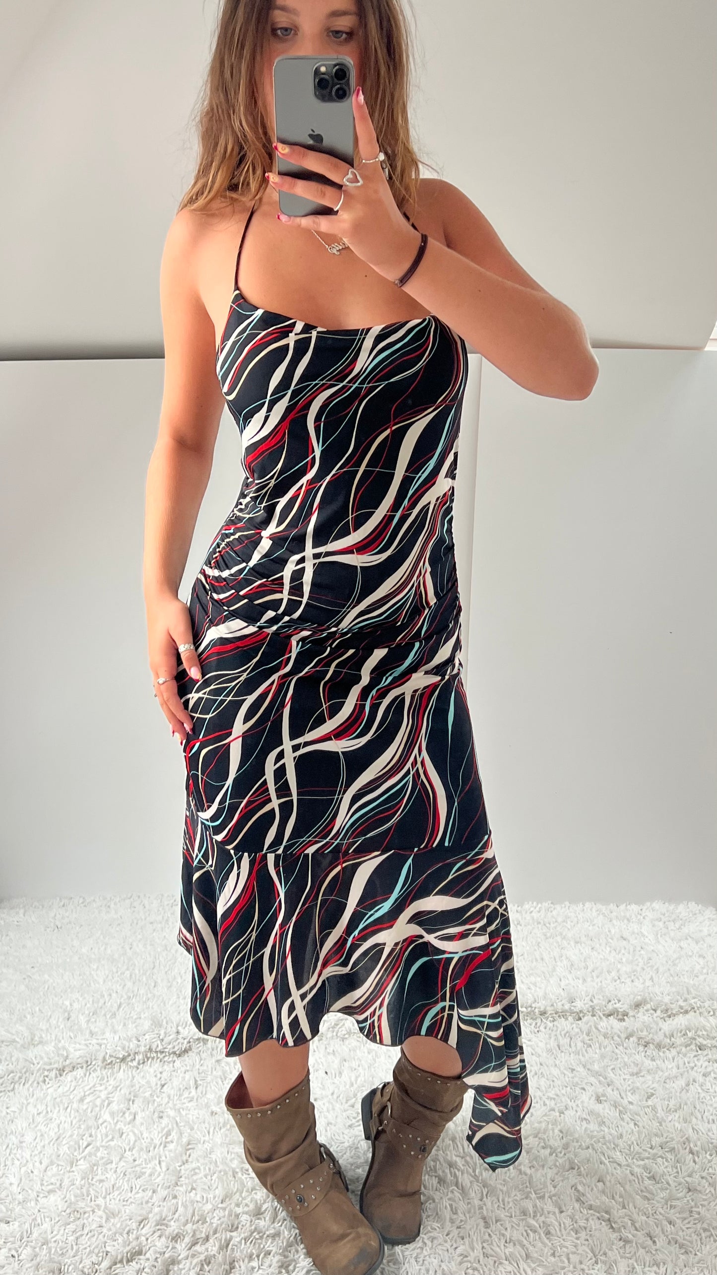 00s black red maxi dress- size M