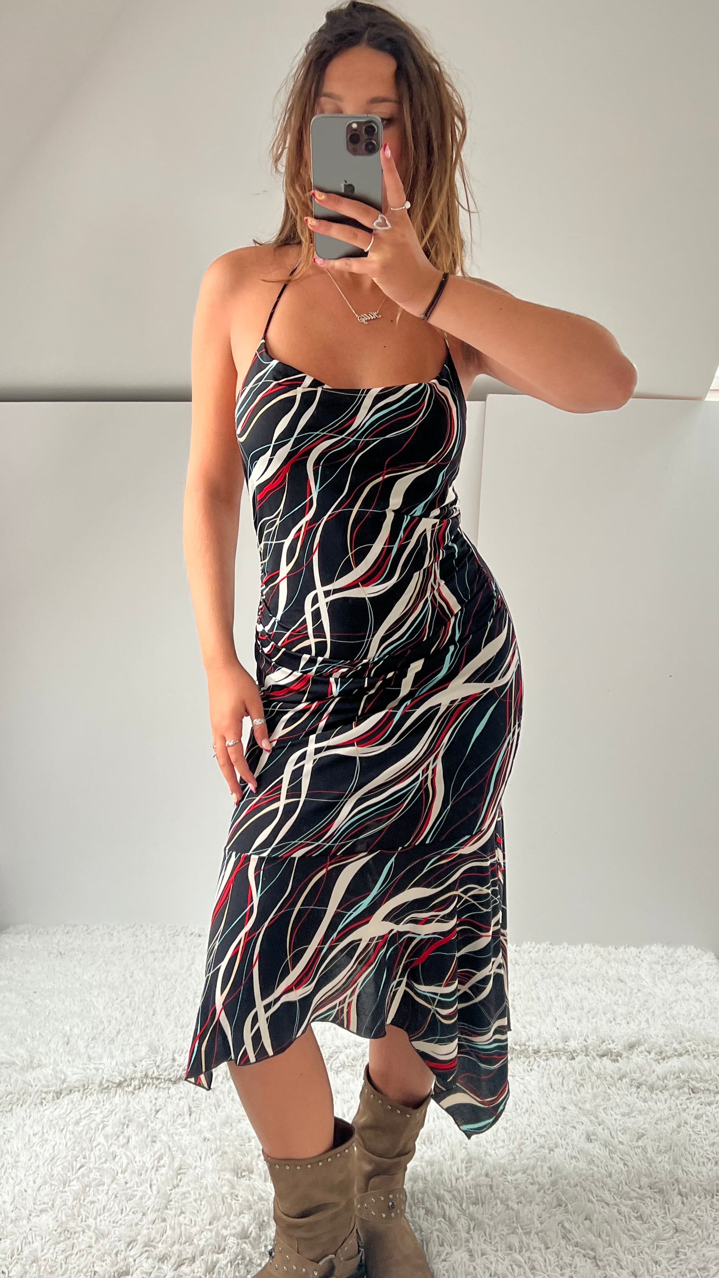 00s black red maxi dress- size M