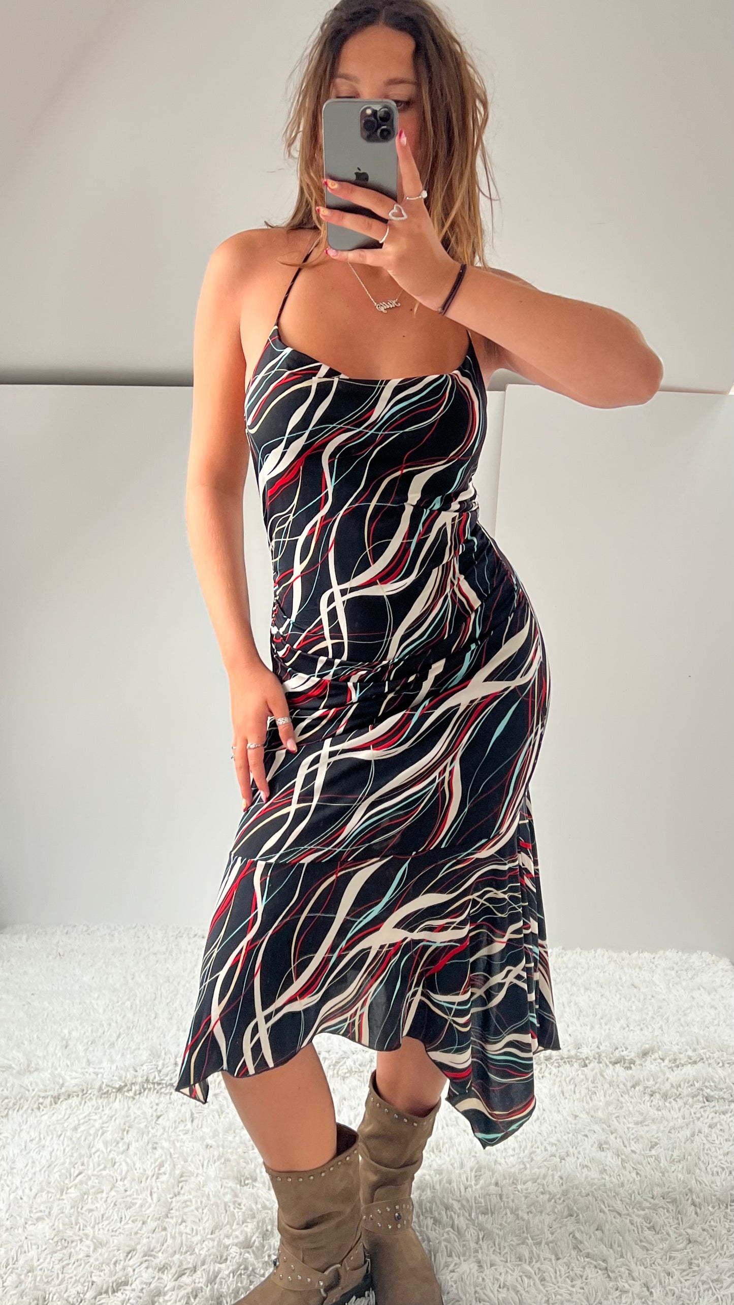 00s black red maxi dress- size M