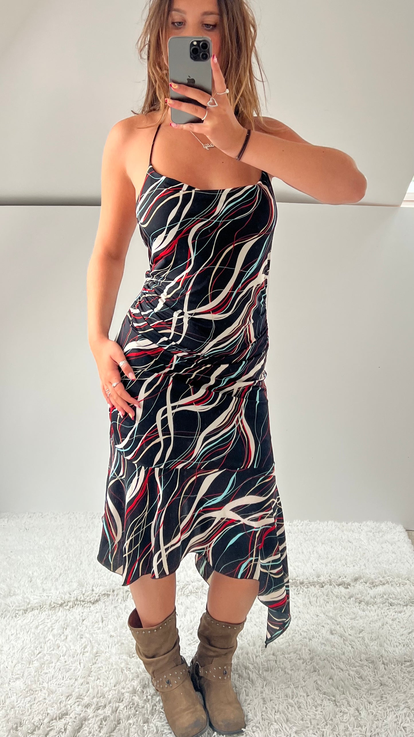 00s black red maxi dress- size M