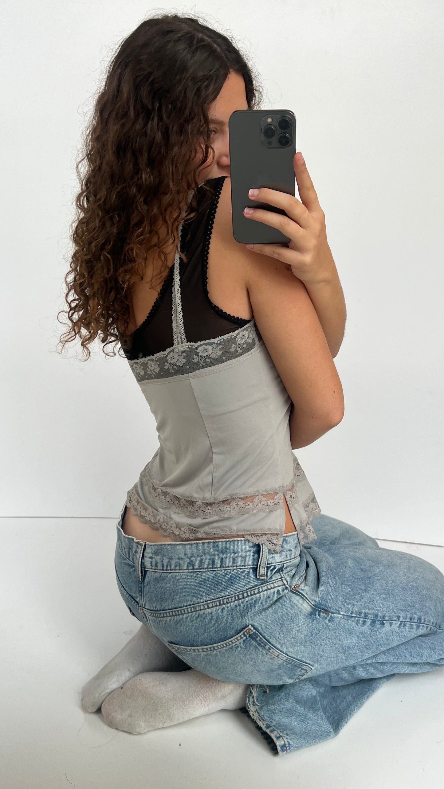 00s grey black layered cami- size L