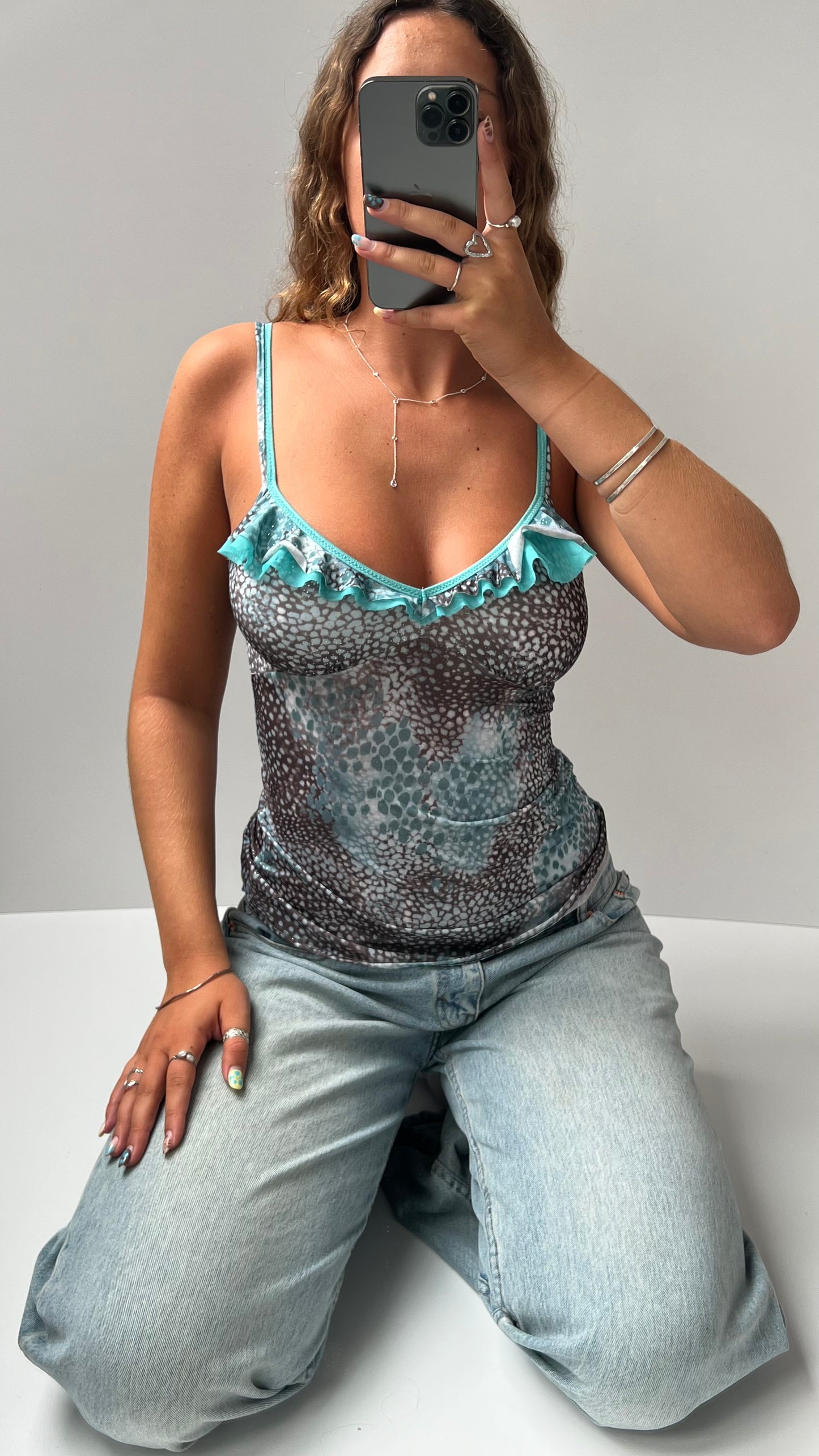 00s blue snakeskin cami- size S