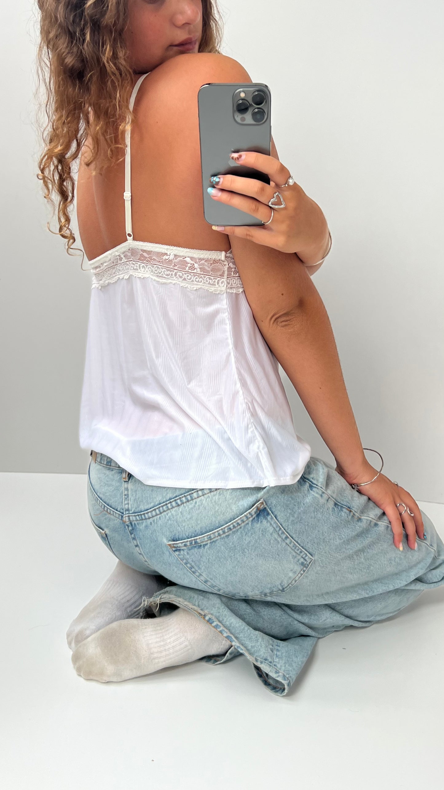 00s white lace cami- size M