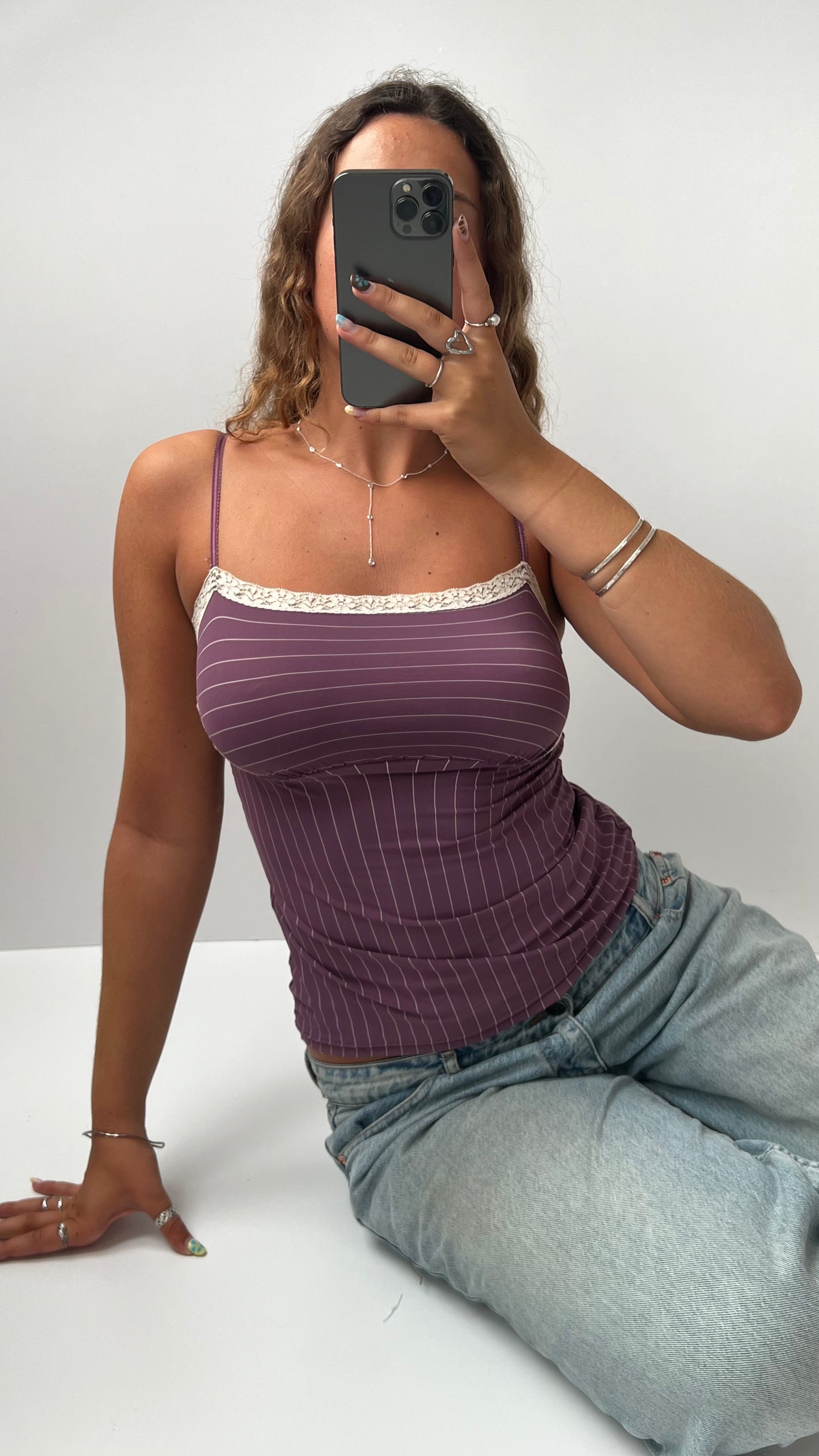 00s purple pinstripe cami- size S/M
