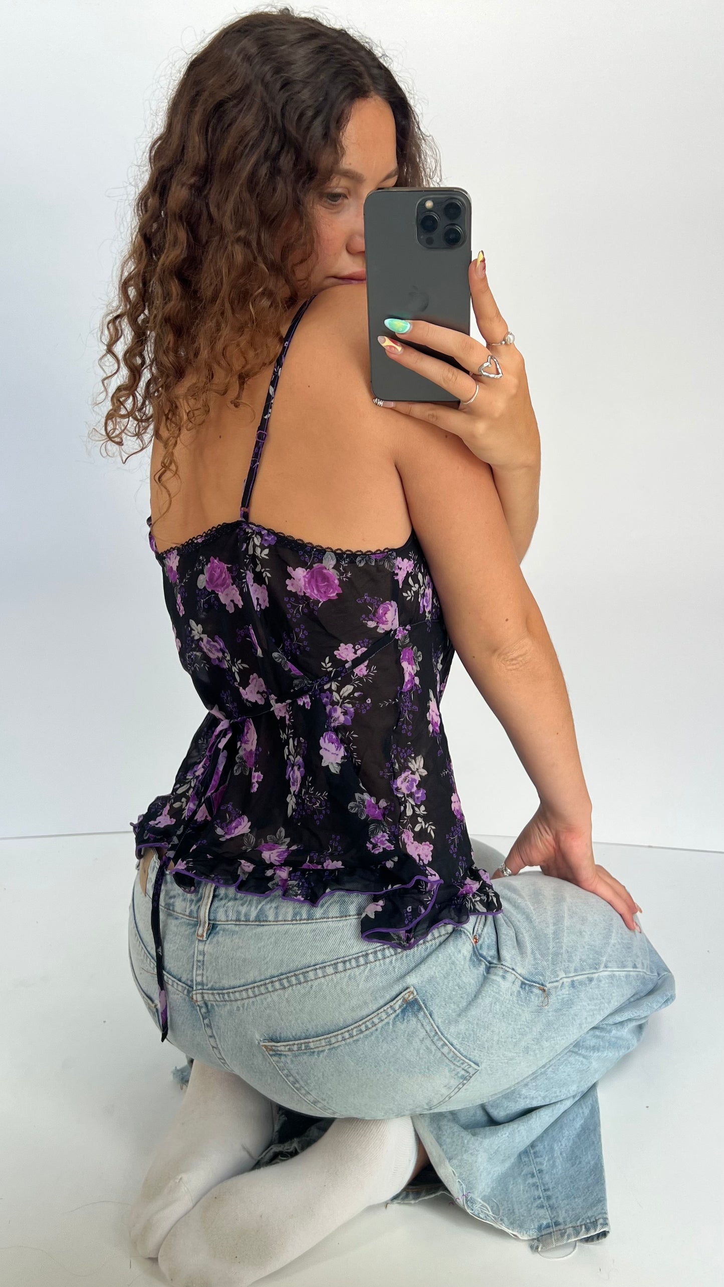 00s purple floral cami- size XL
