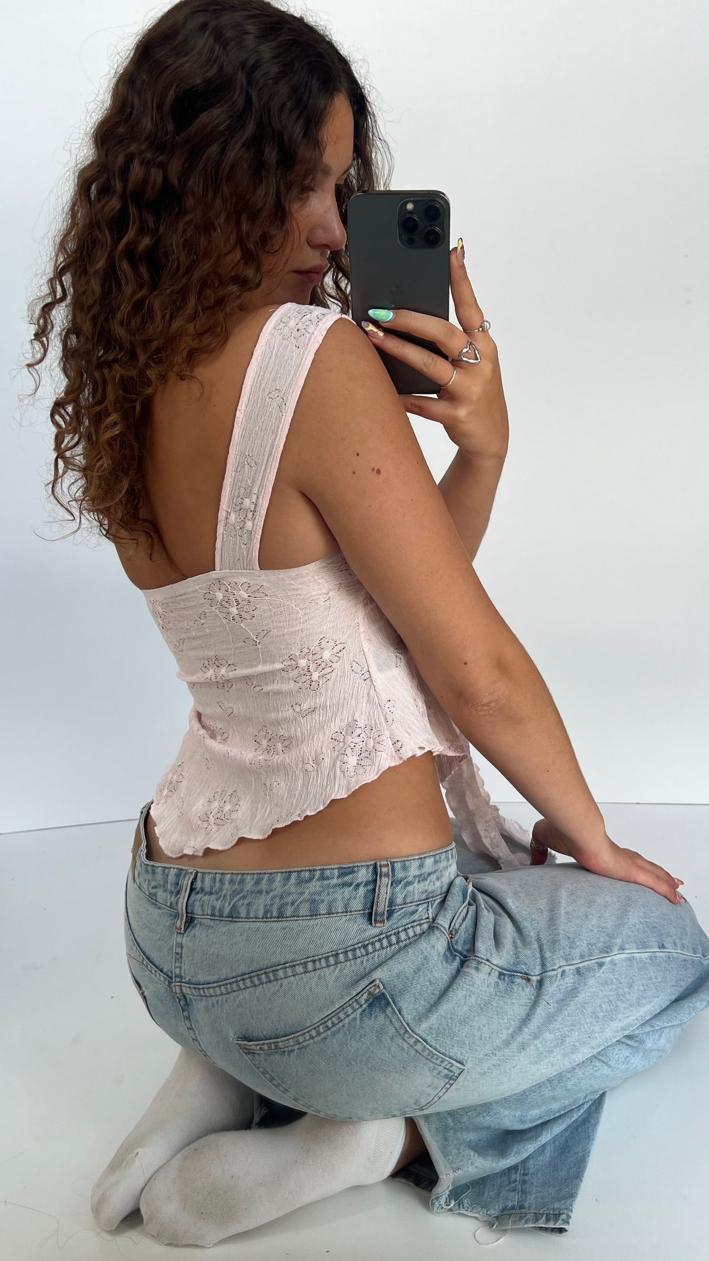 00s pink lace cami- size XS