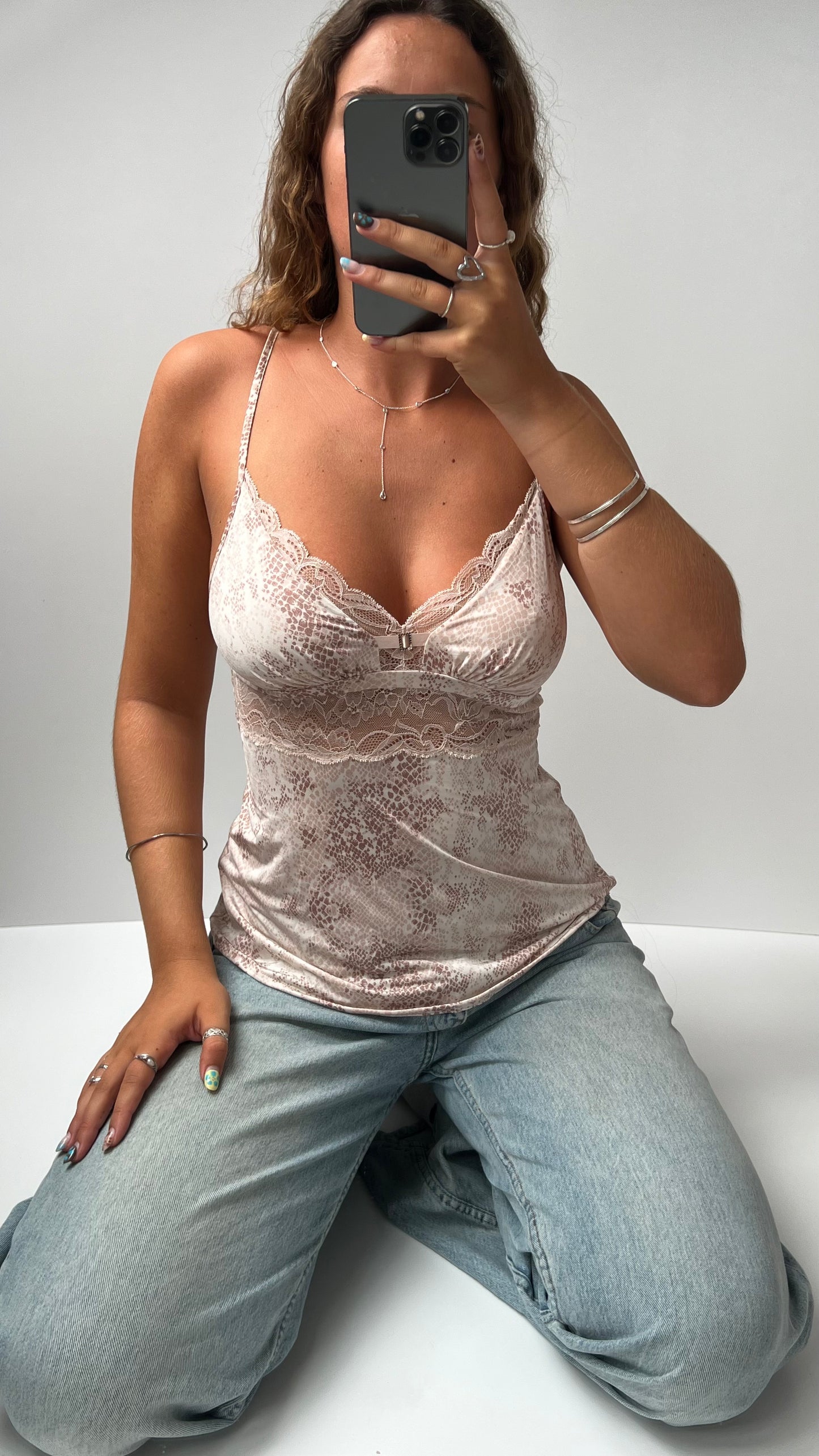 00s pink snakeskin cami- size S/M