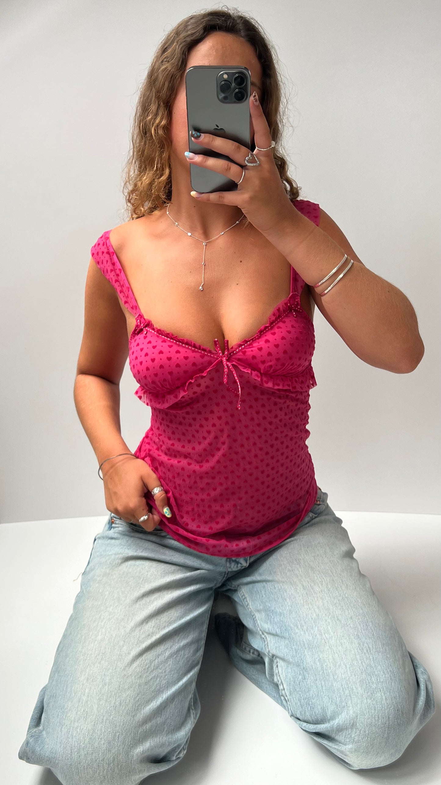 00s pink heart cami- size XS/S
