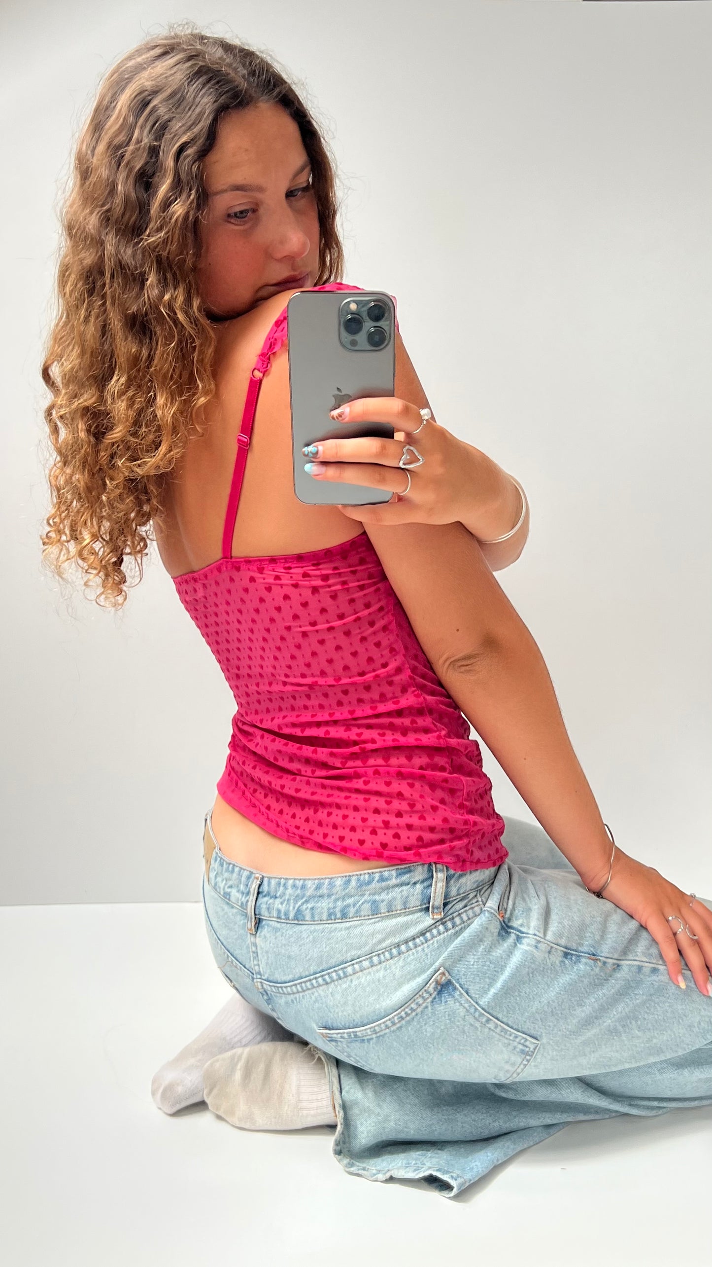 00s pink heart cami- size XS/S