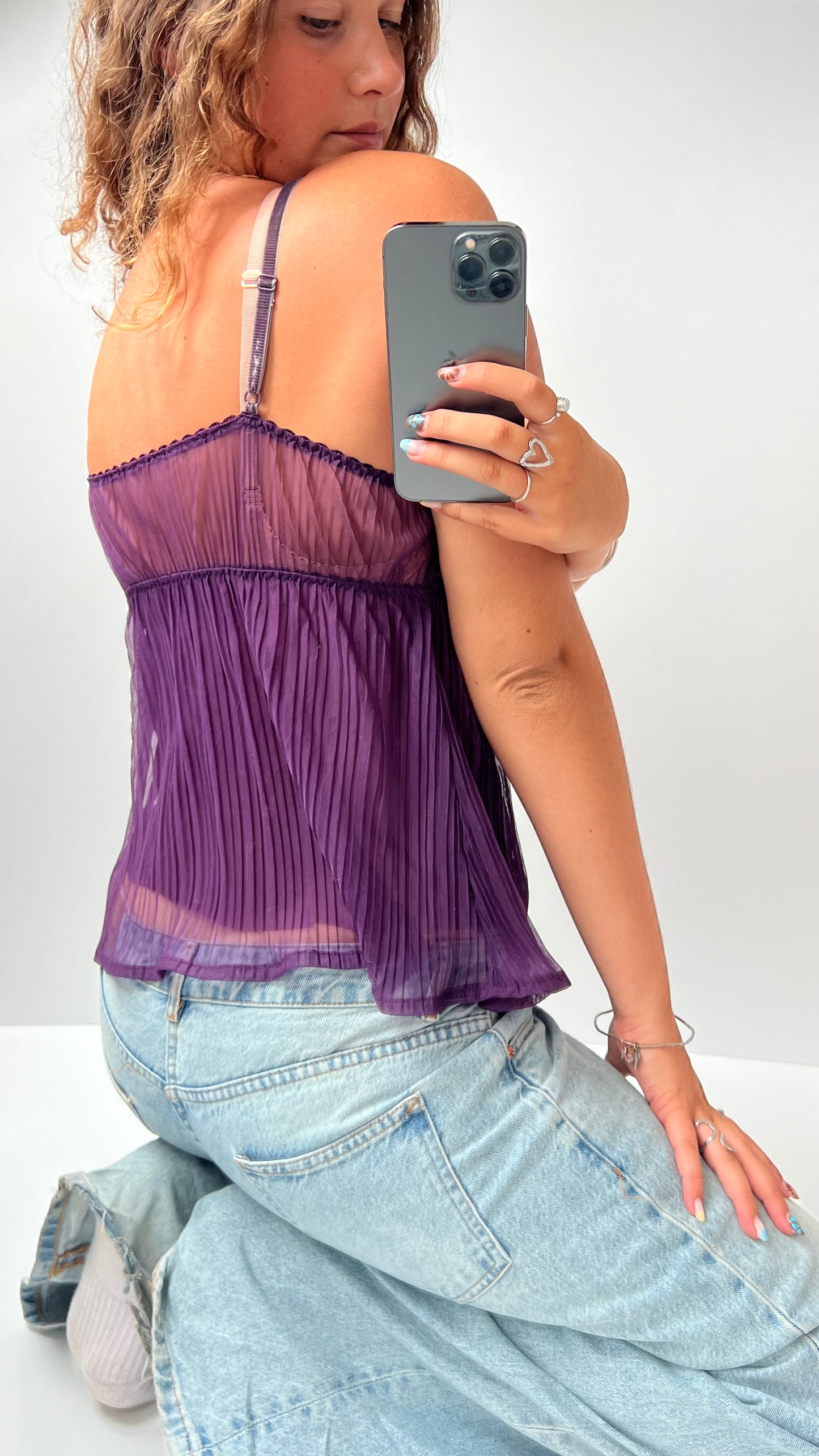 00s purple pleated cami- size S
