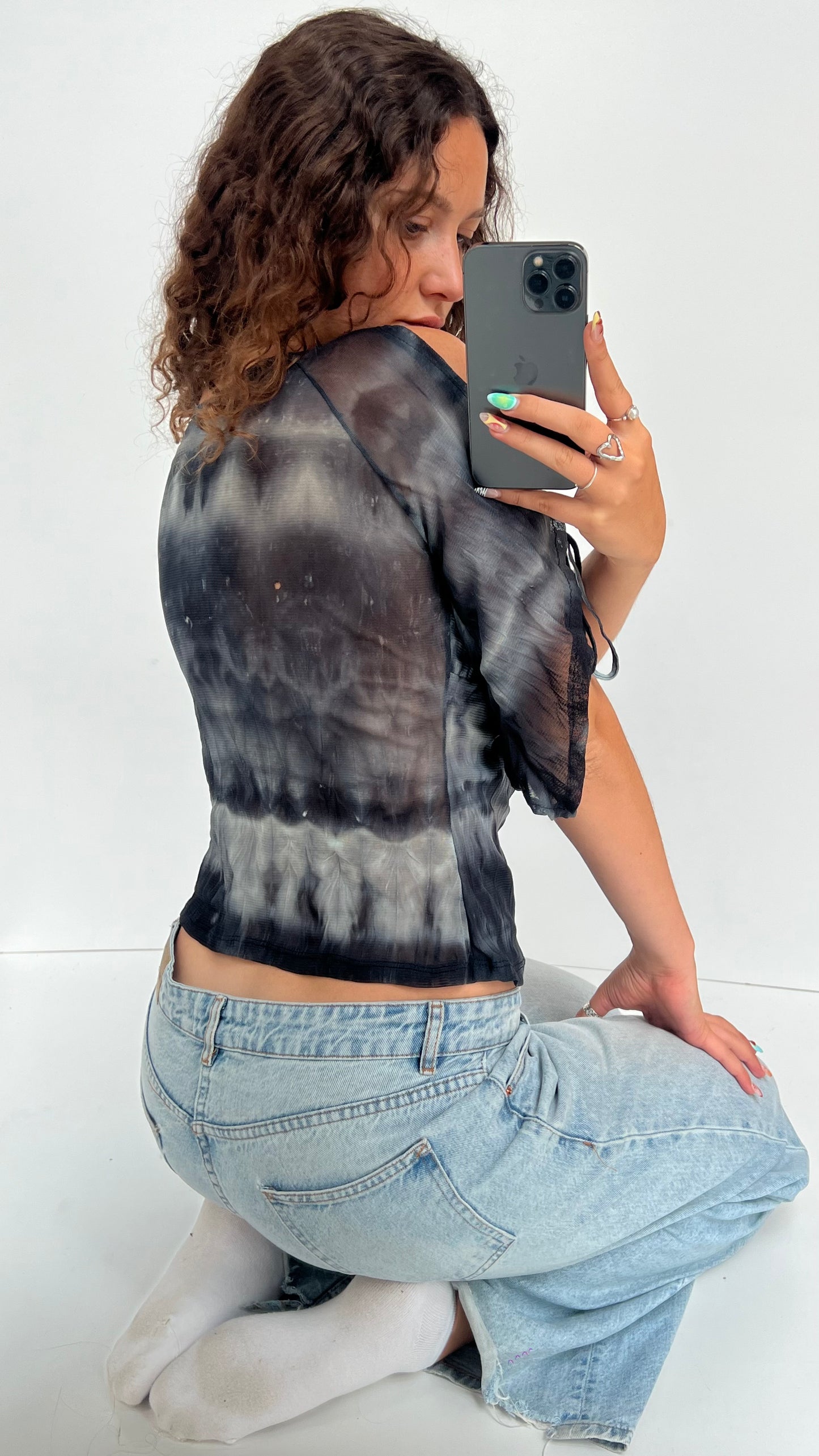 00s grey mesh top- size S
